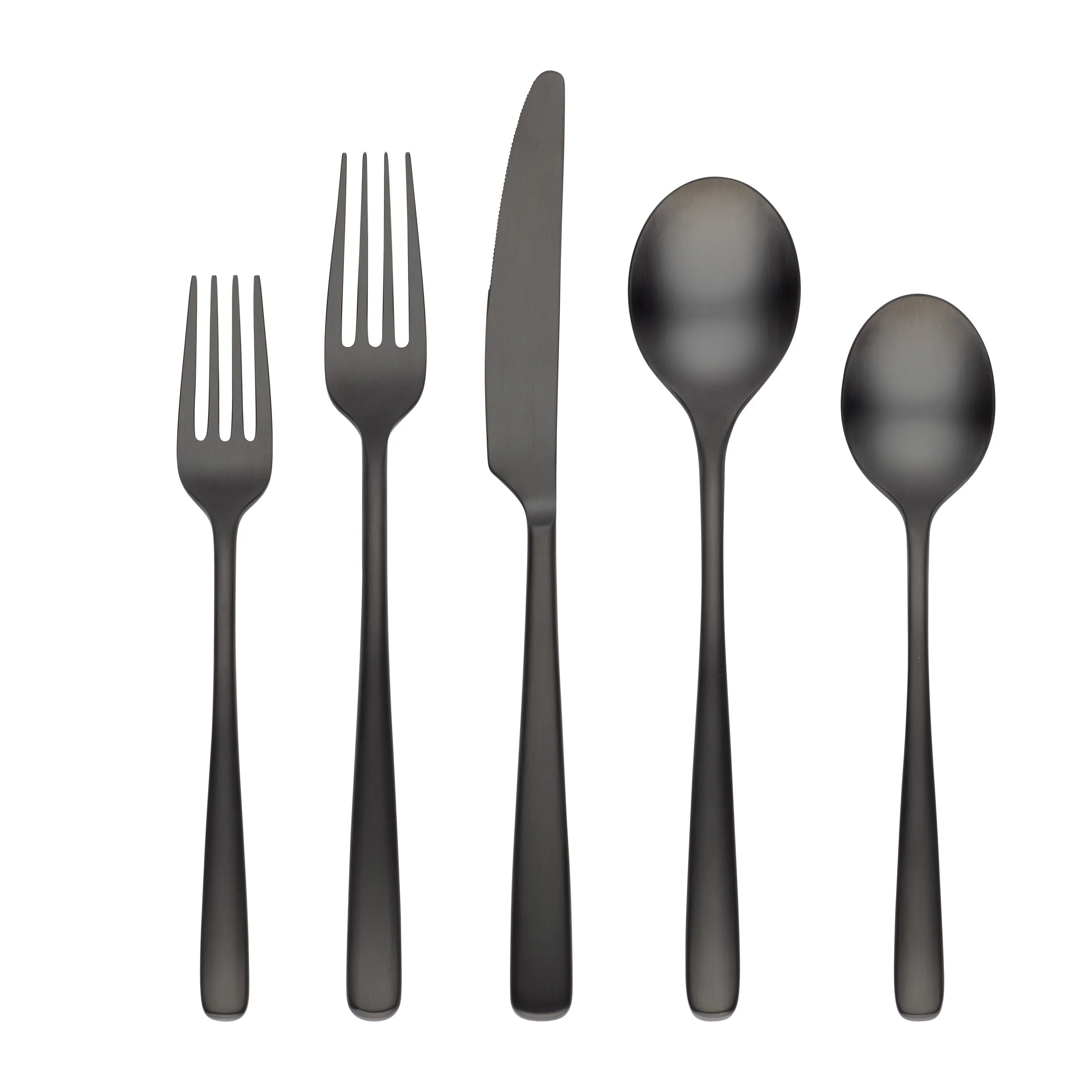 Rise Black Satin 20-Piece Flatware Set