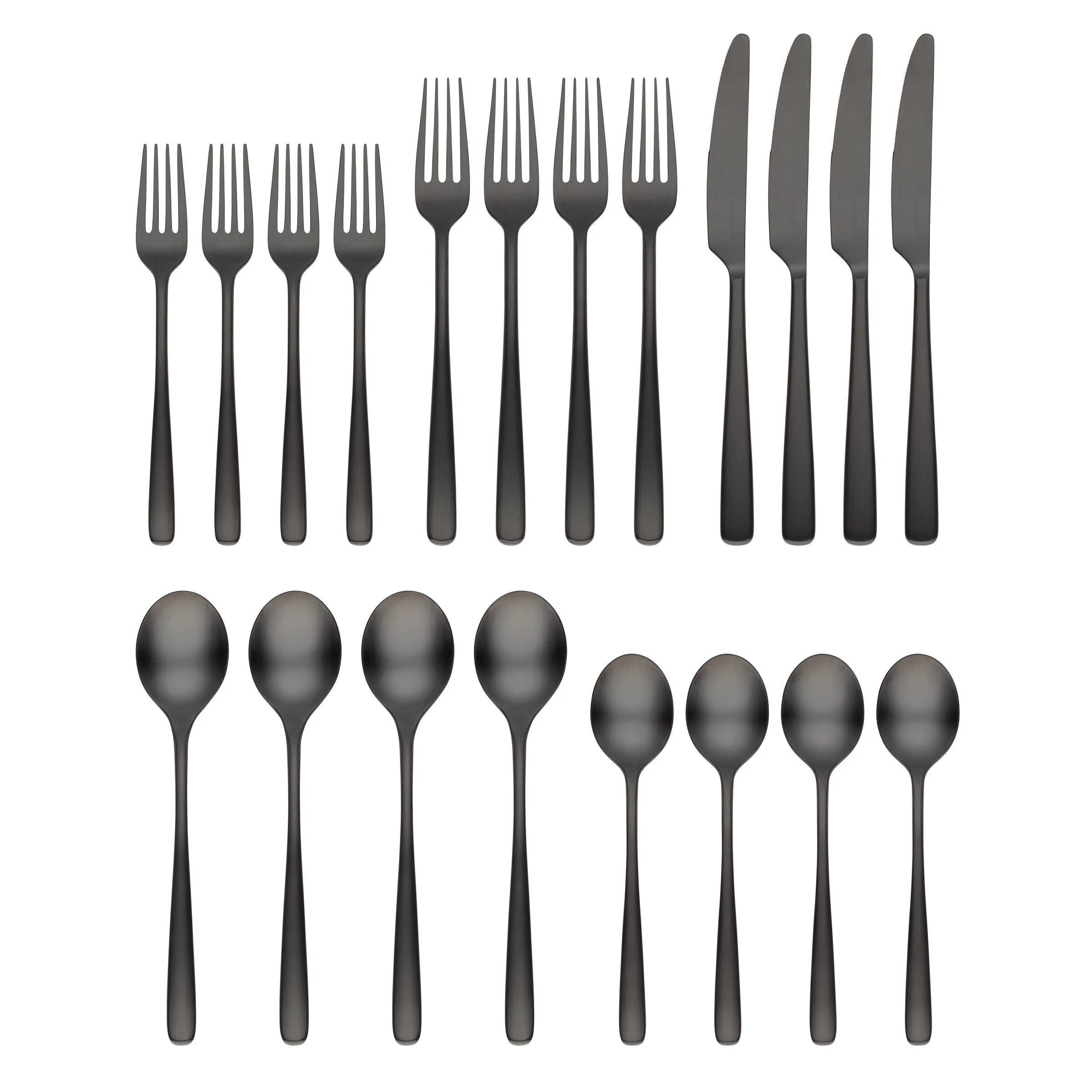 Rise Black Satin 20-Piece Flatware Set - Image 2