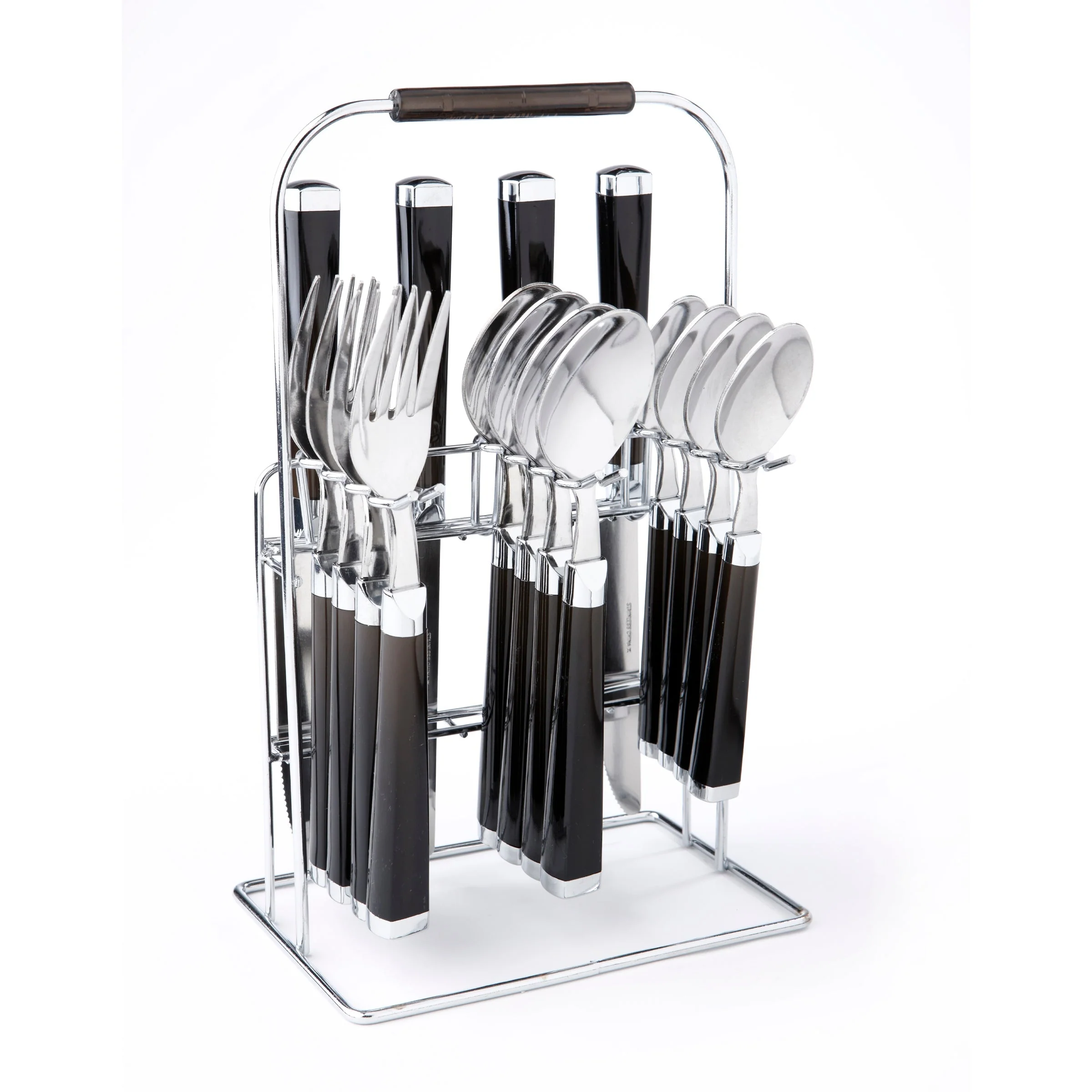 Temptation Black Charcoal Handle 16-Piece Flatware Set