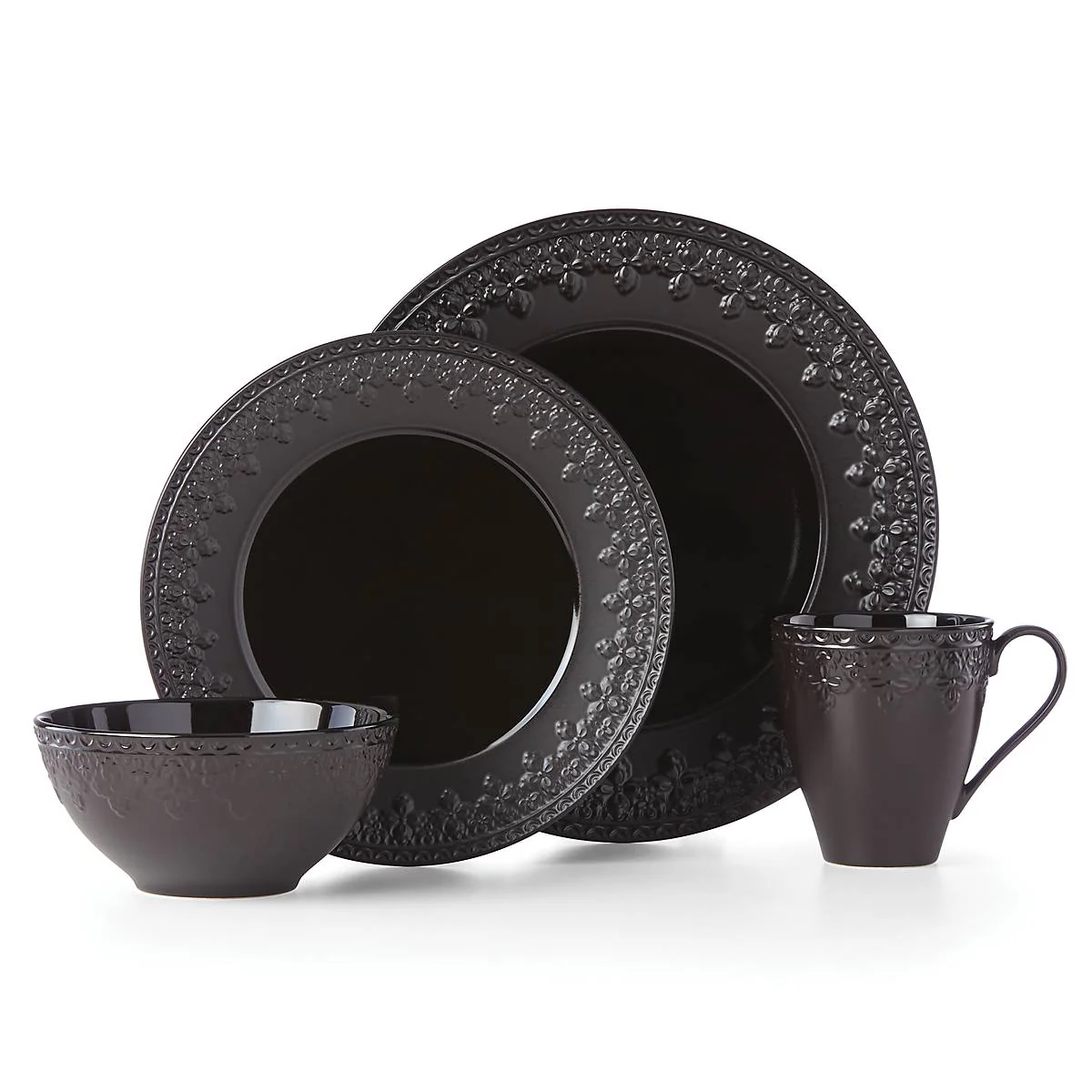 Chelse Muse Fleur Black All-Purpose Bowls, Set of 4 - Image 8