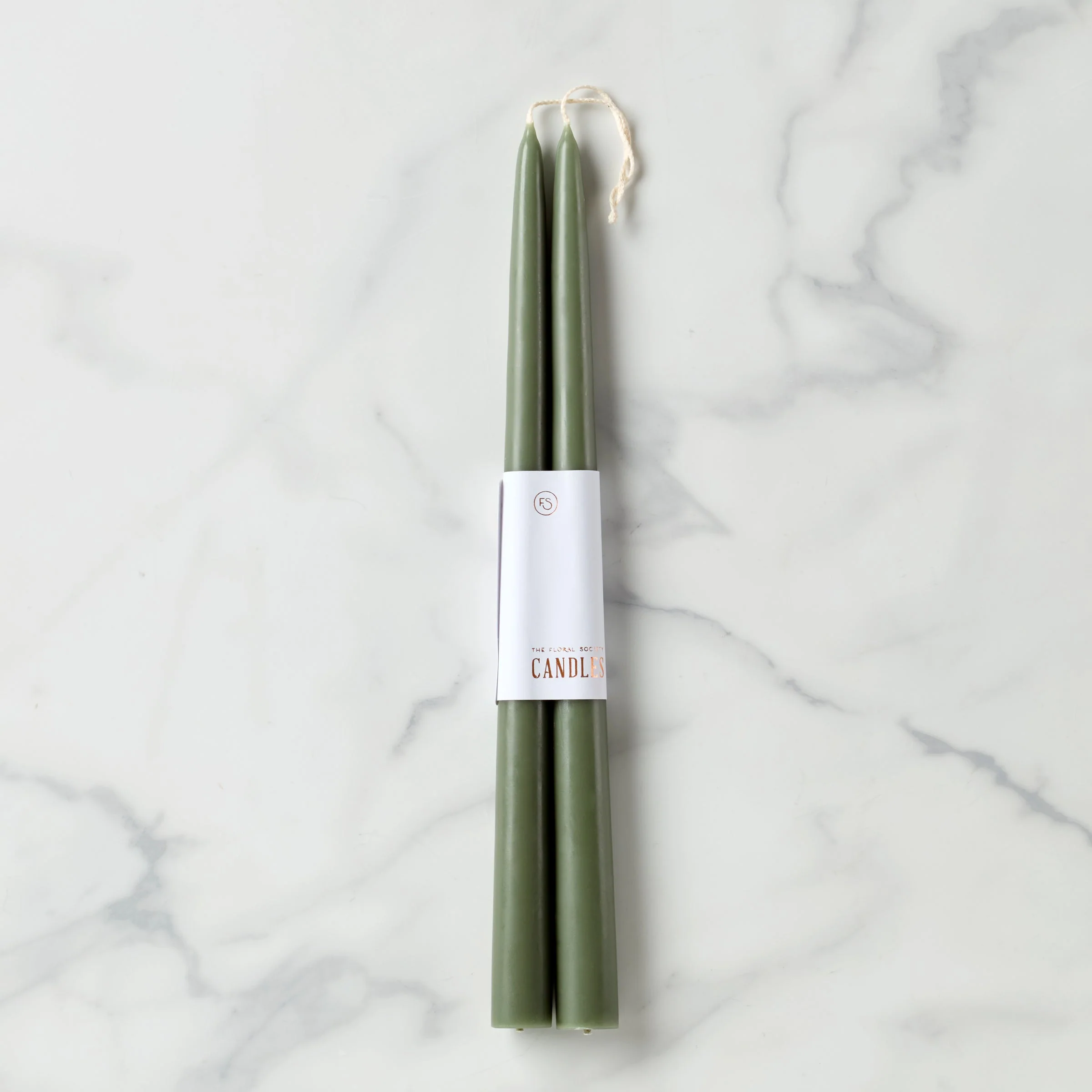 Dipped Moss 12" Taper Candle, Set of 2