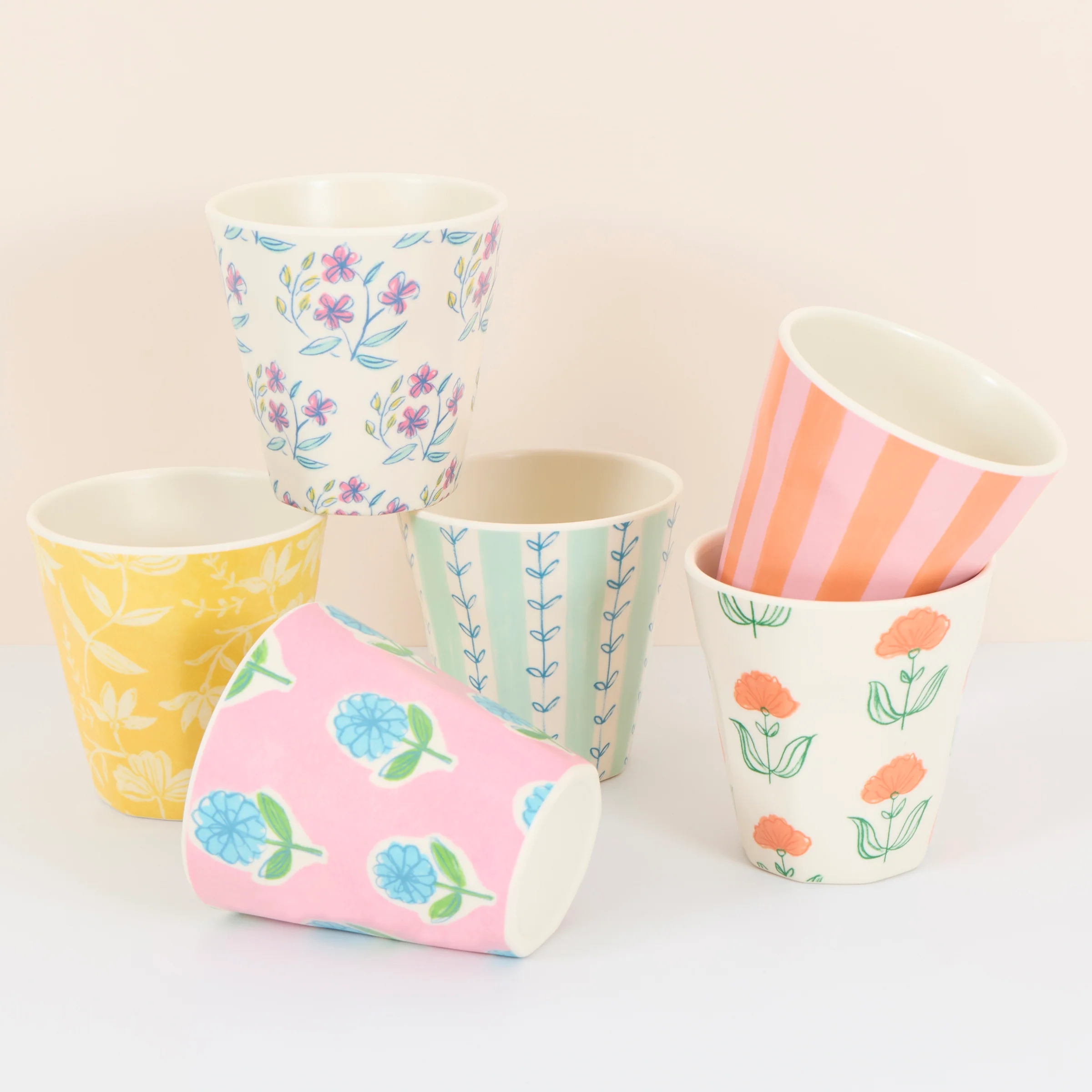 Flora Reusable Cups, Set of 6