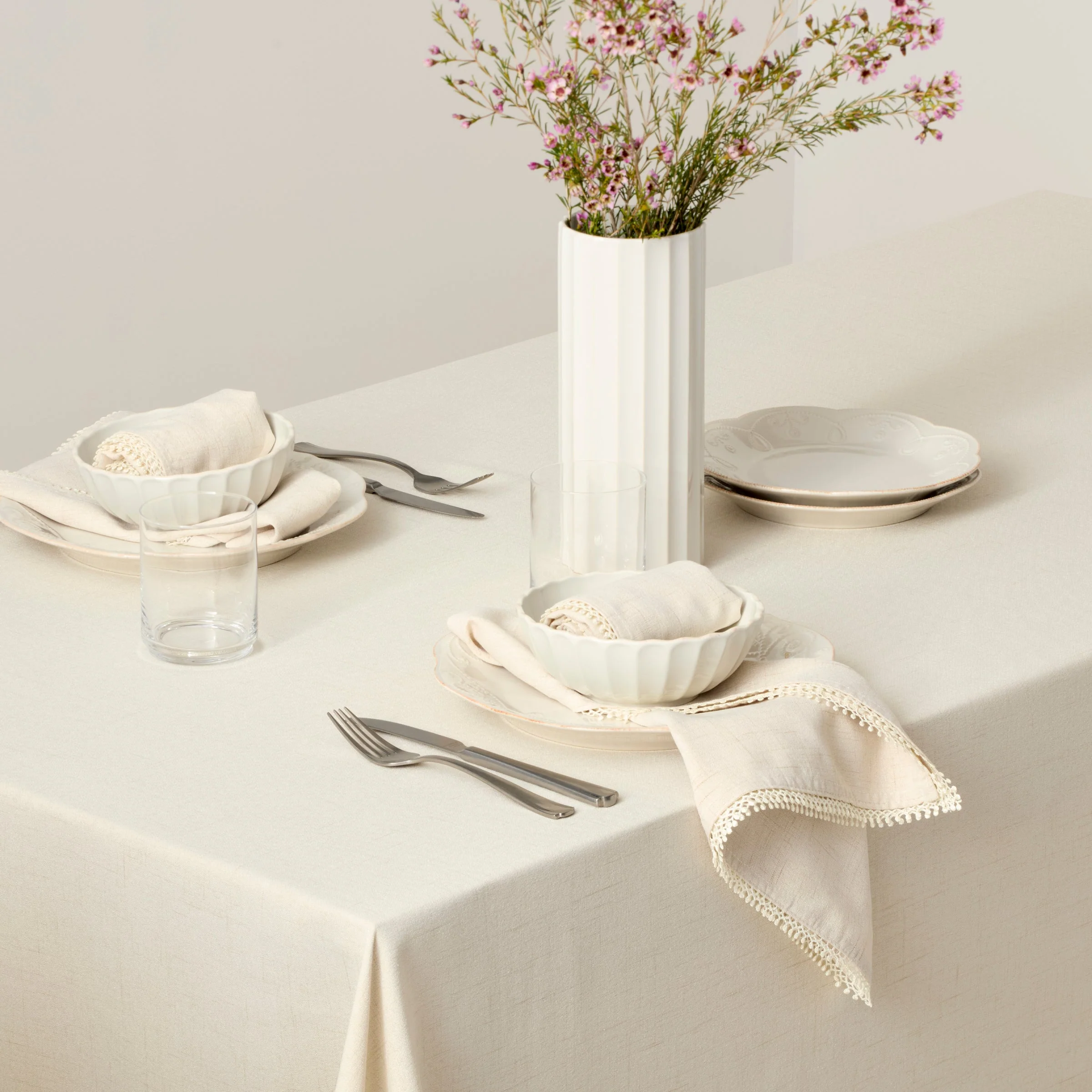 French Perle Natural 60x84 Tablecloth - Image 4