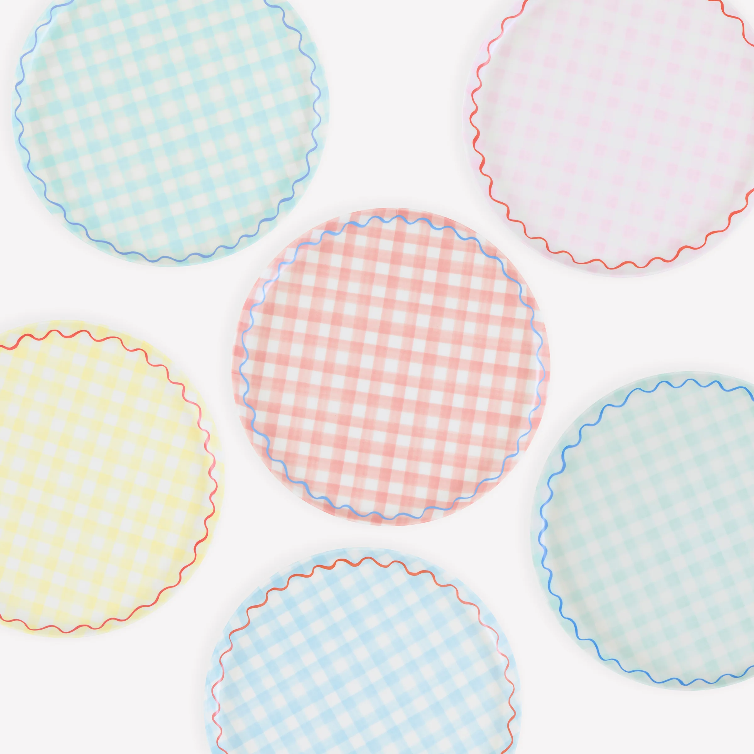 Gingham Reusable Small Plates, Set of 6