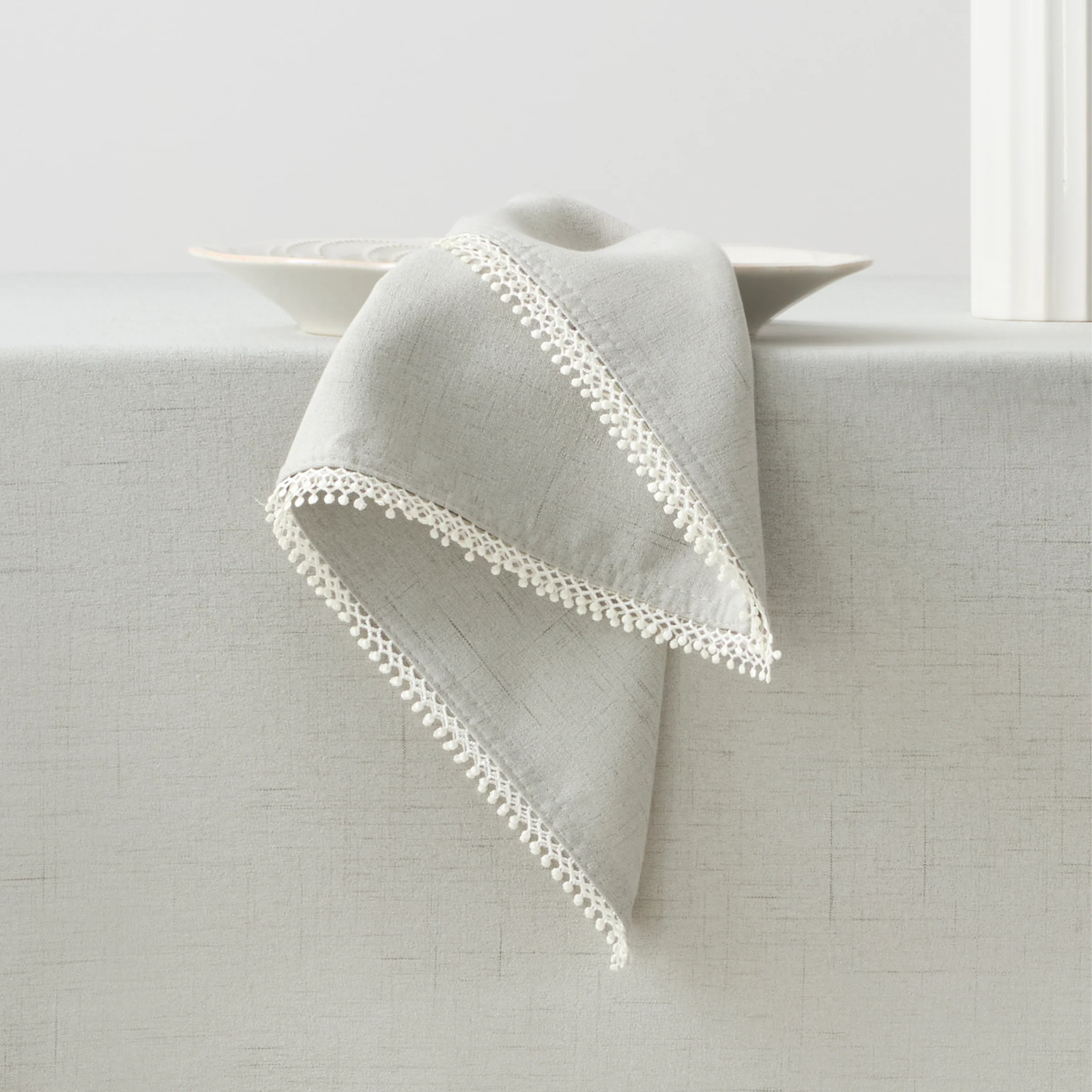 French Perle Solid Dove Grey Dinner Napkins, Set of 4