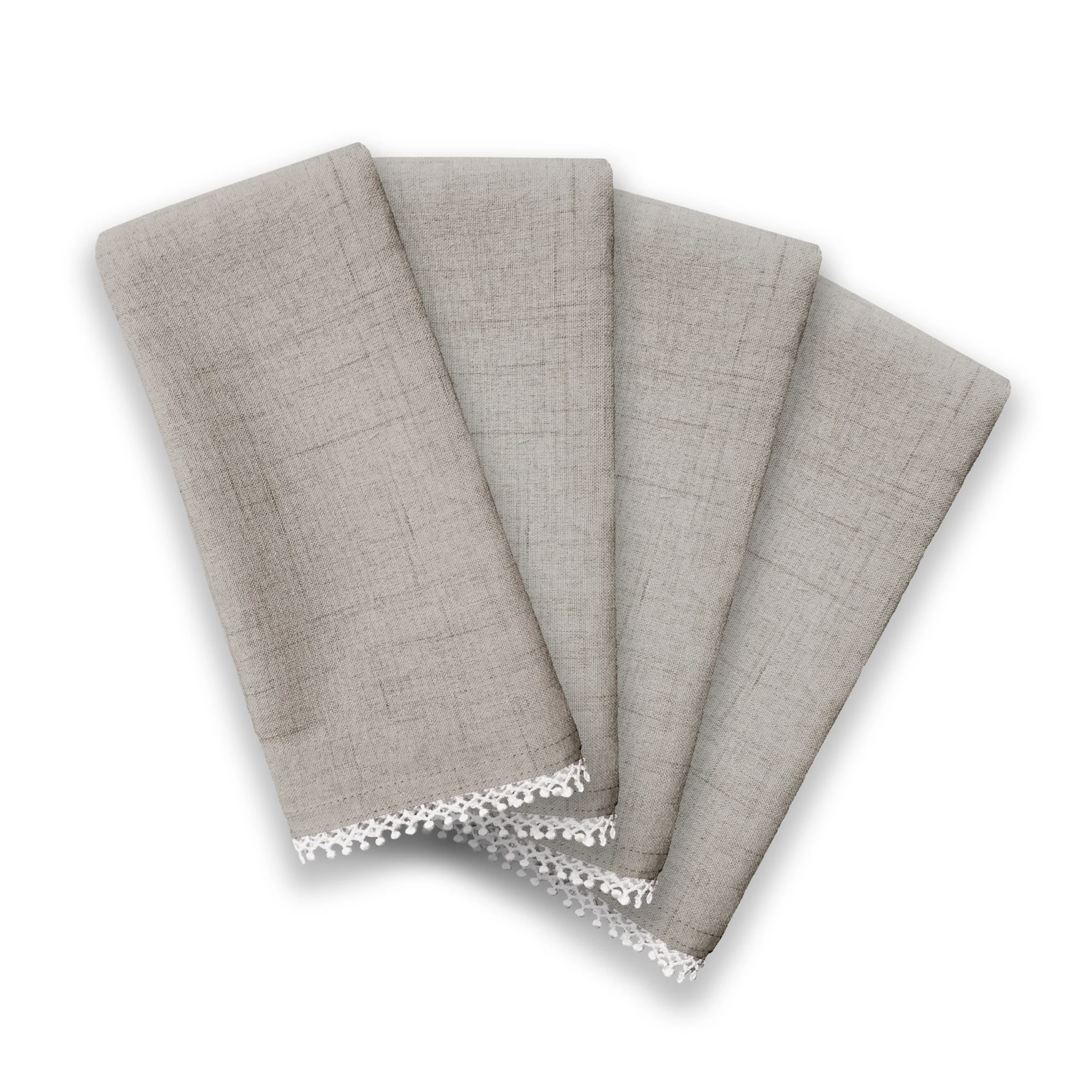French Perle Solid Dove Grey Dinner Napkins, Set of 4 - Image 2