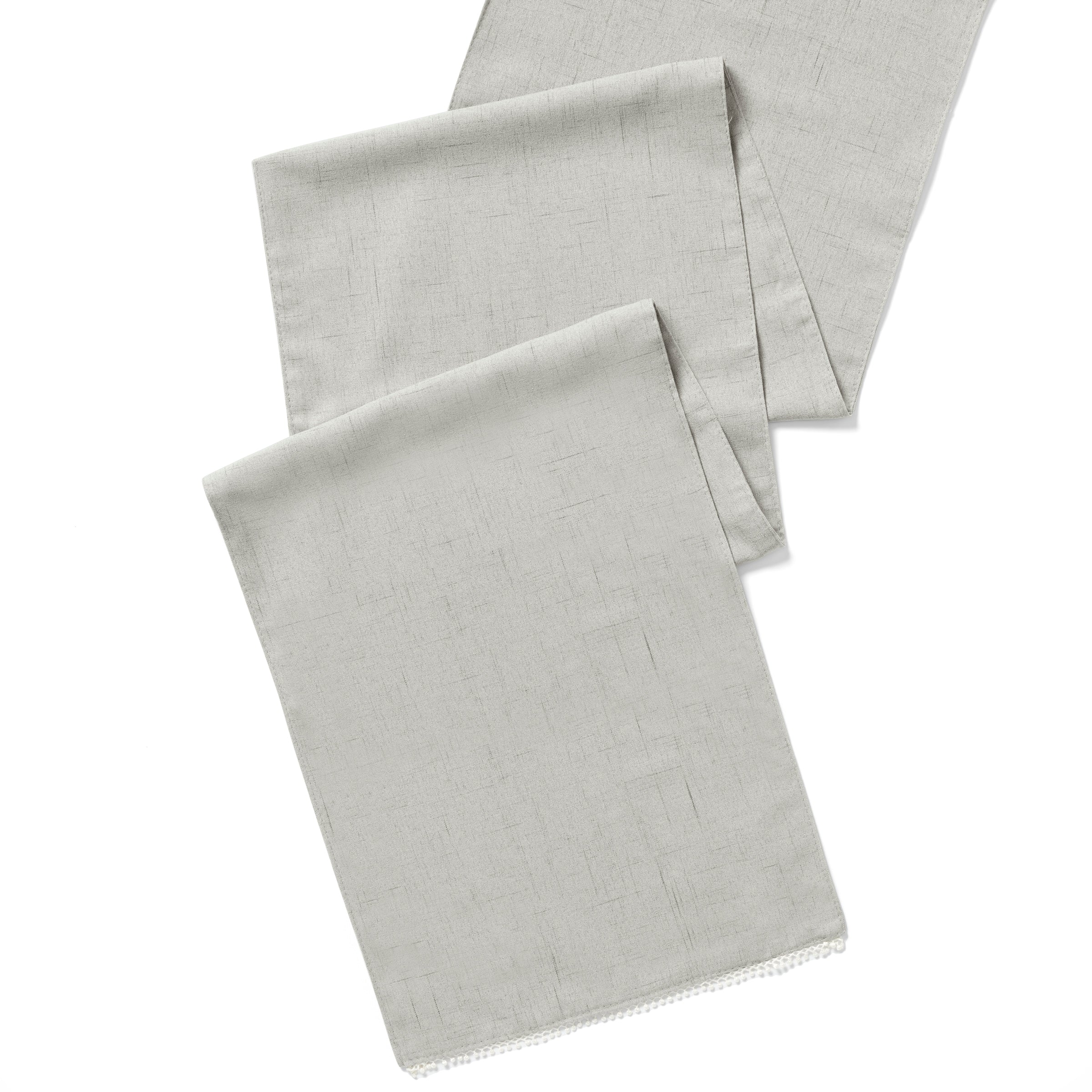 French Perle Solid Dove Grey 14x90 Table Runner - Image 2