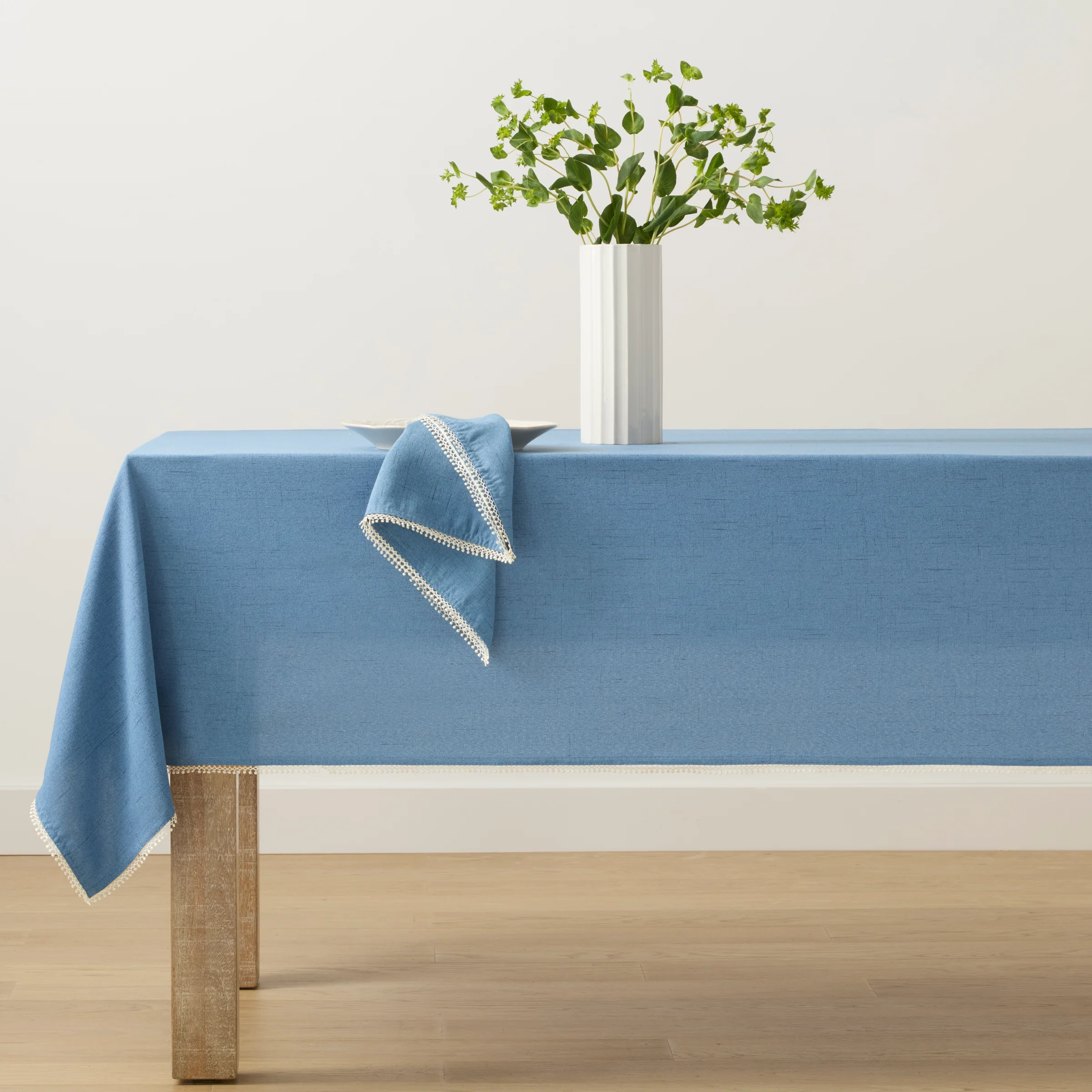 French Perle Solid Periwinkle 60x120 Tablecloth - Image 2