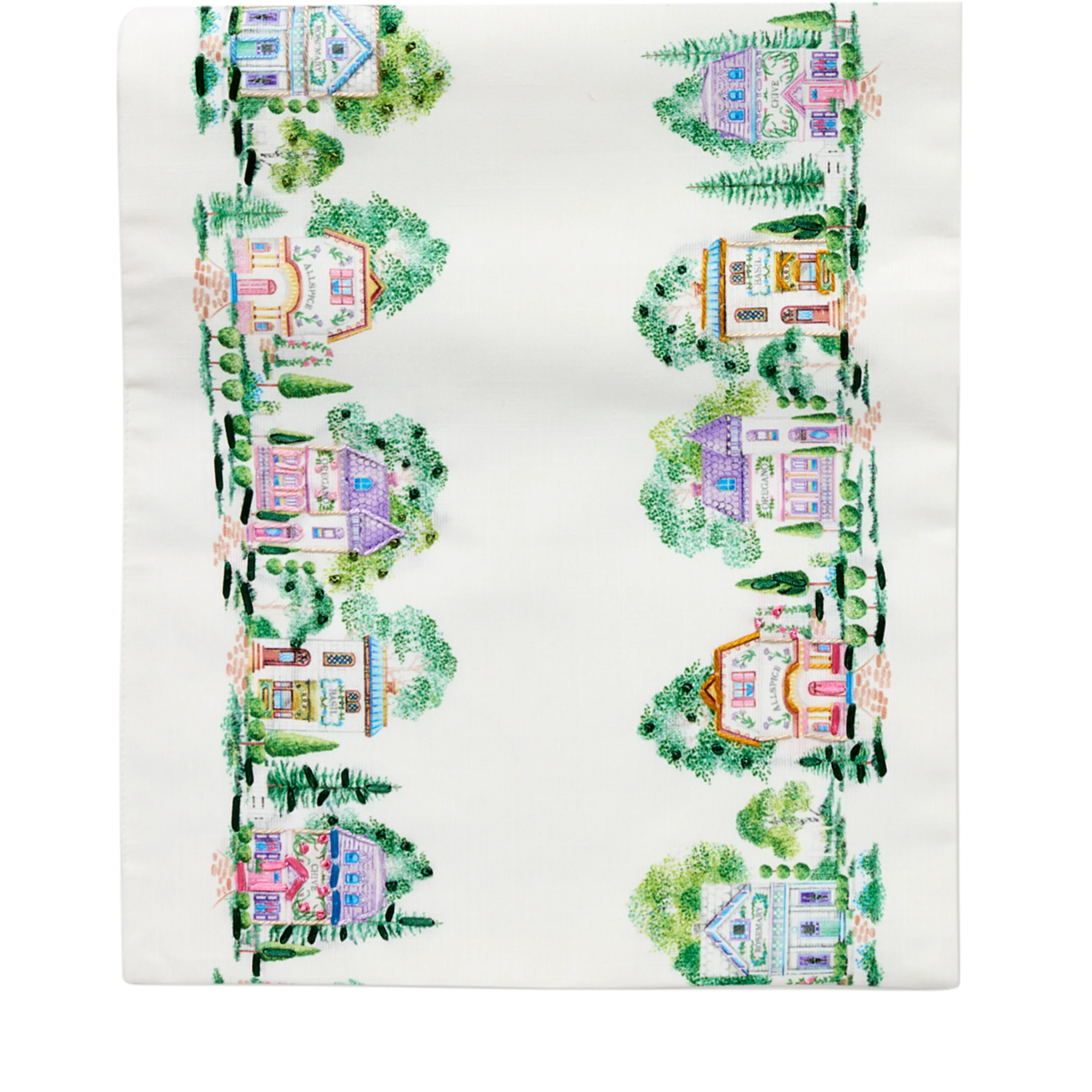 Lenox Spice Village Print Embroidered 14x70 Table Runner - Image 2