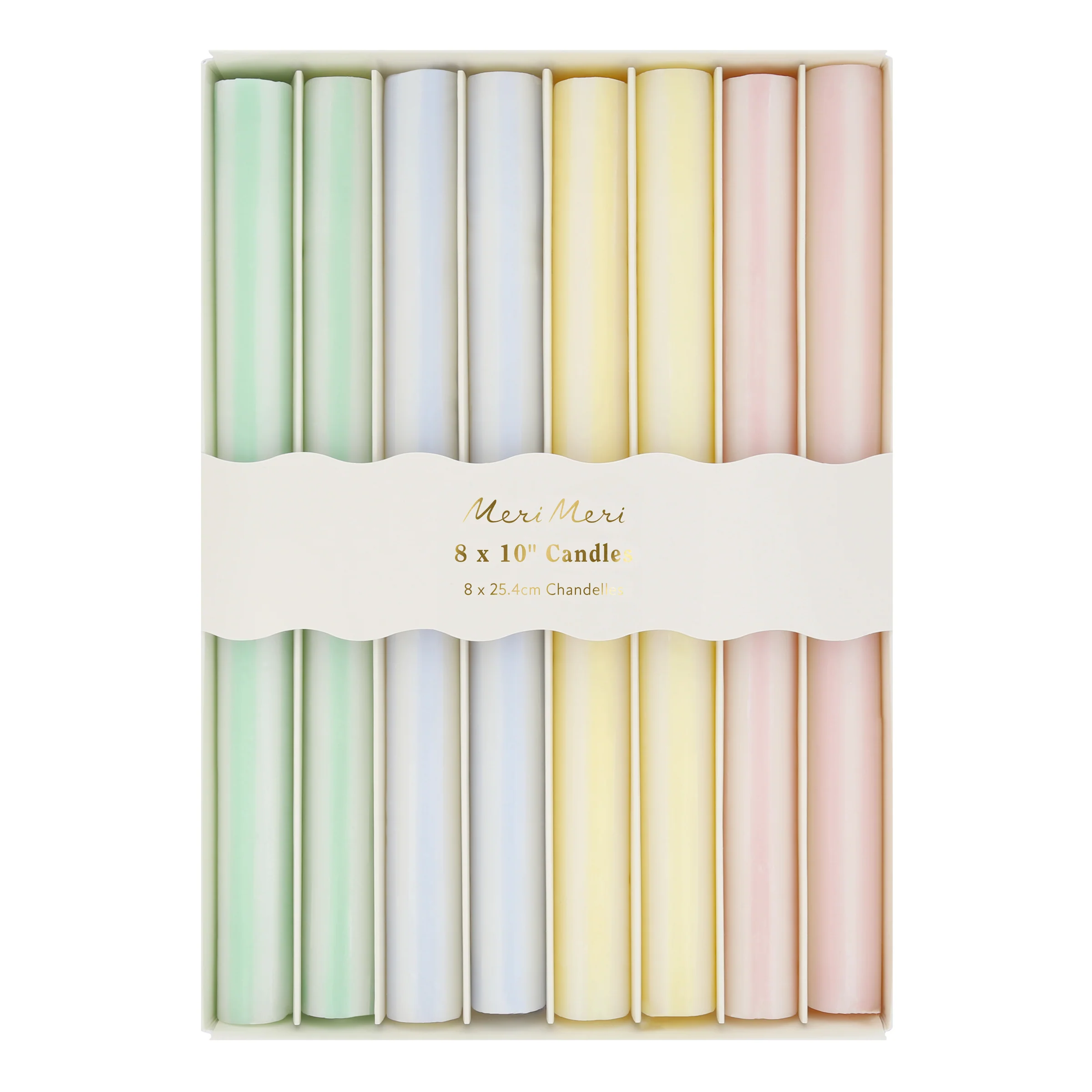 Pastel Striped Table Candles, Set of 8 - Image 2