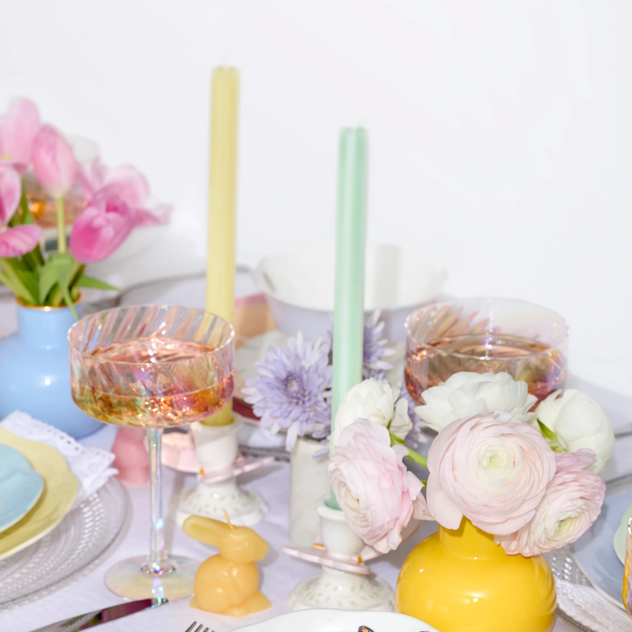 Pastel Striped Table Candles, Set of 8 - Image 4