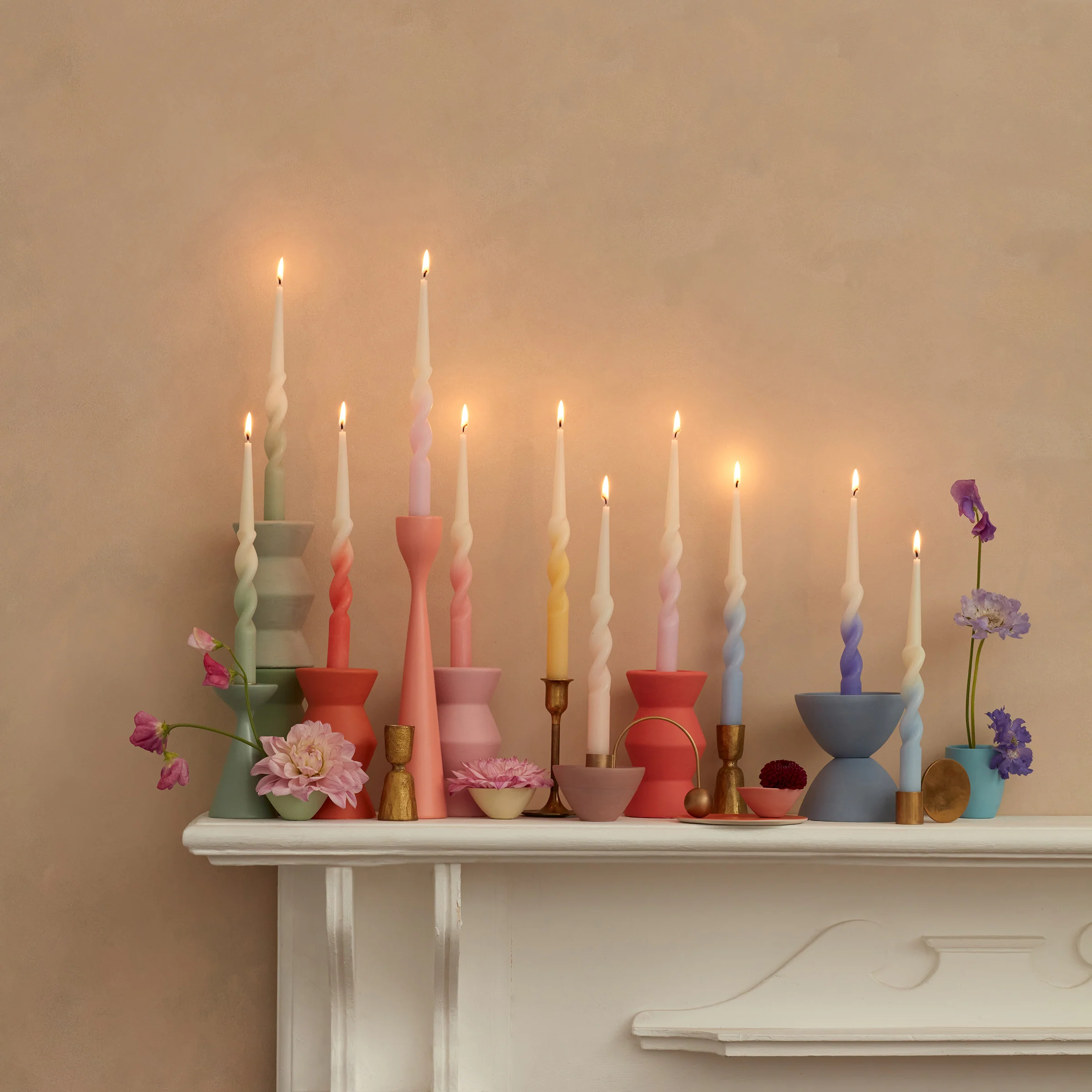 Rainbow Twisted Table Candles, Set of 8 - Image 3