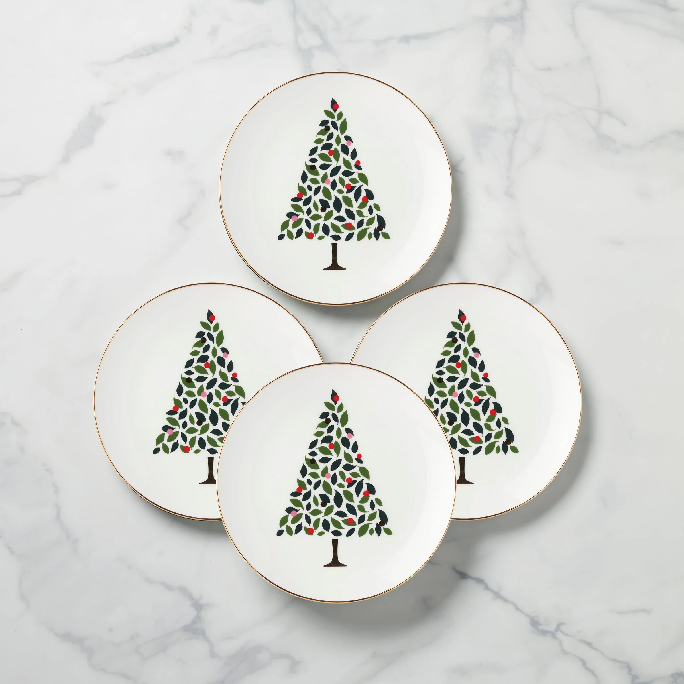 Evergreen Accent Plates, Set of 4