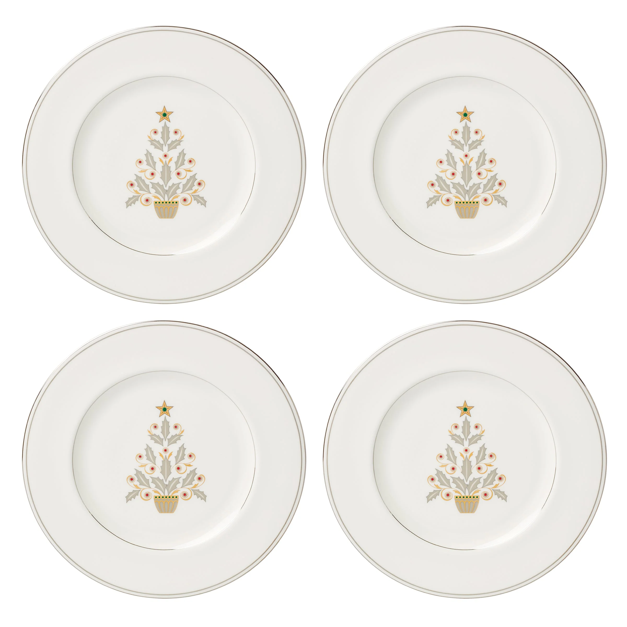 Federal Platinum Tree Accent Plates, Set of 4 - Image 4
