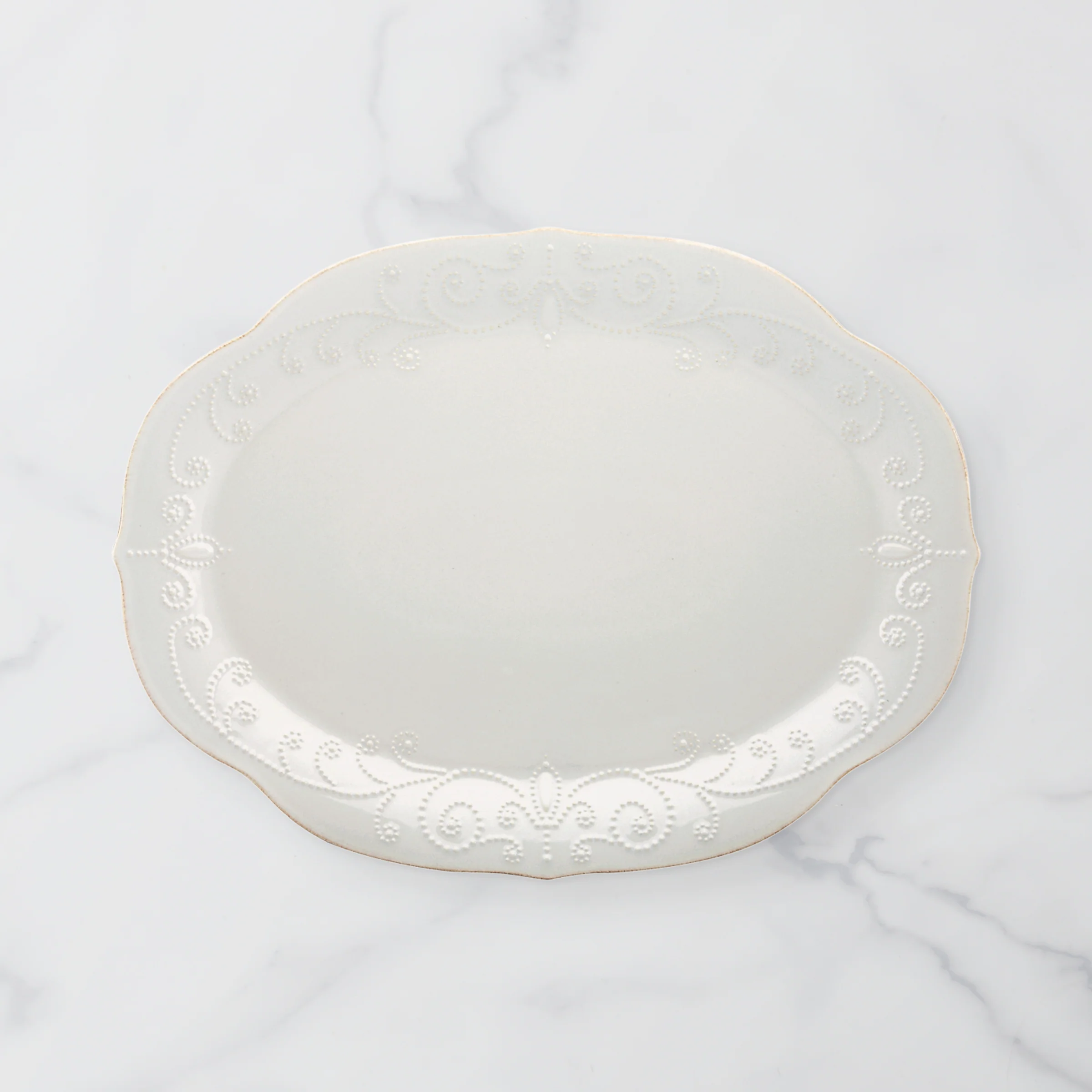French Perle White Oval Serving Platter