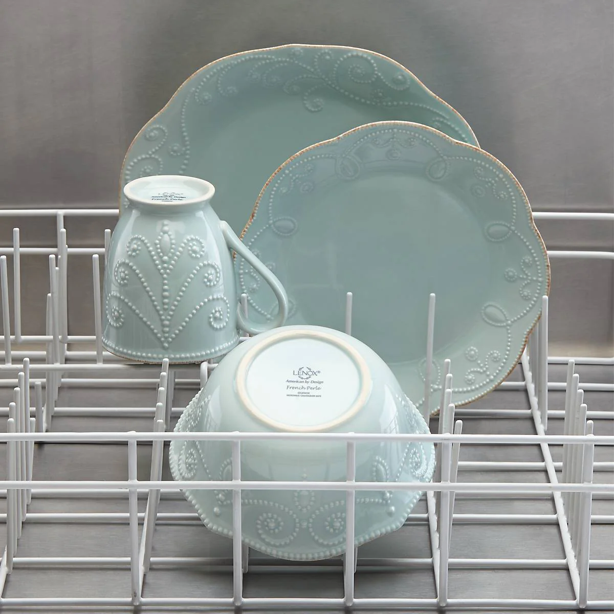 French Perle Ice Blue 4-Piece Place Setting - Image 5