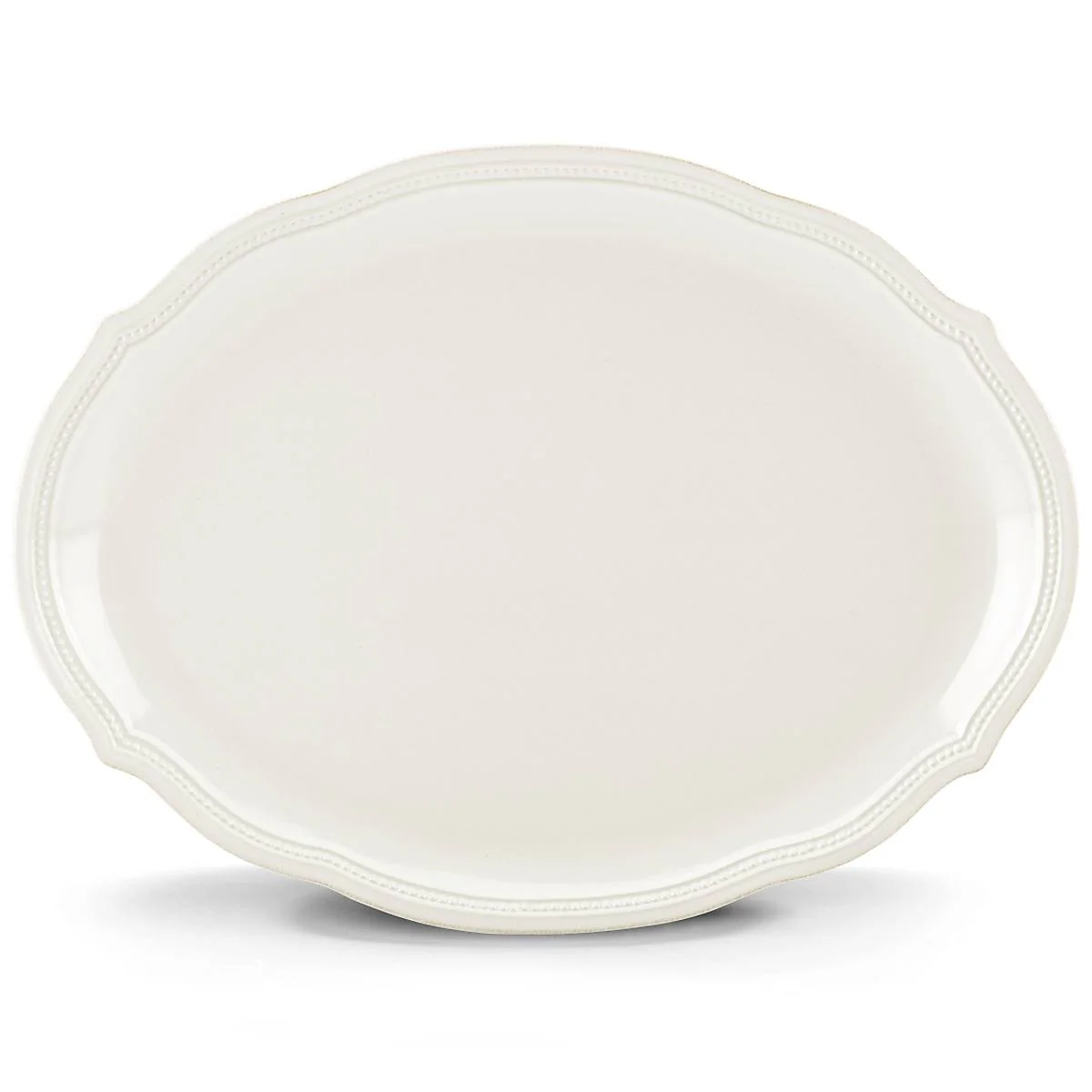 French Perle Bead White Oval Platter - Image 2
