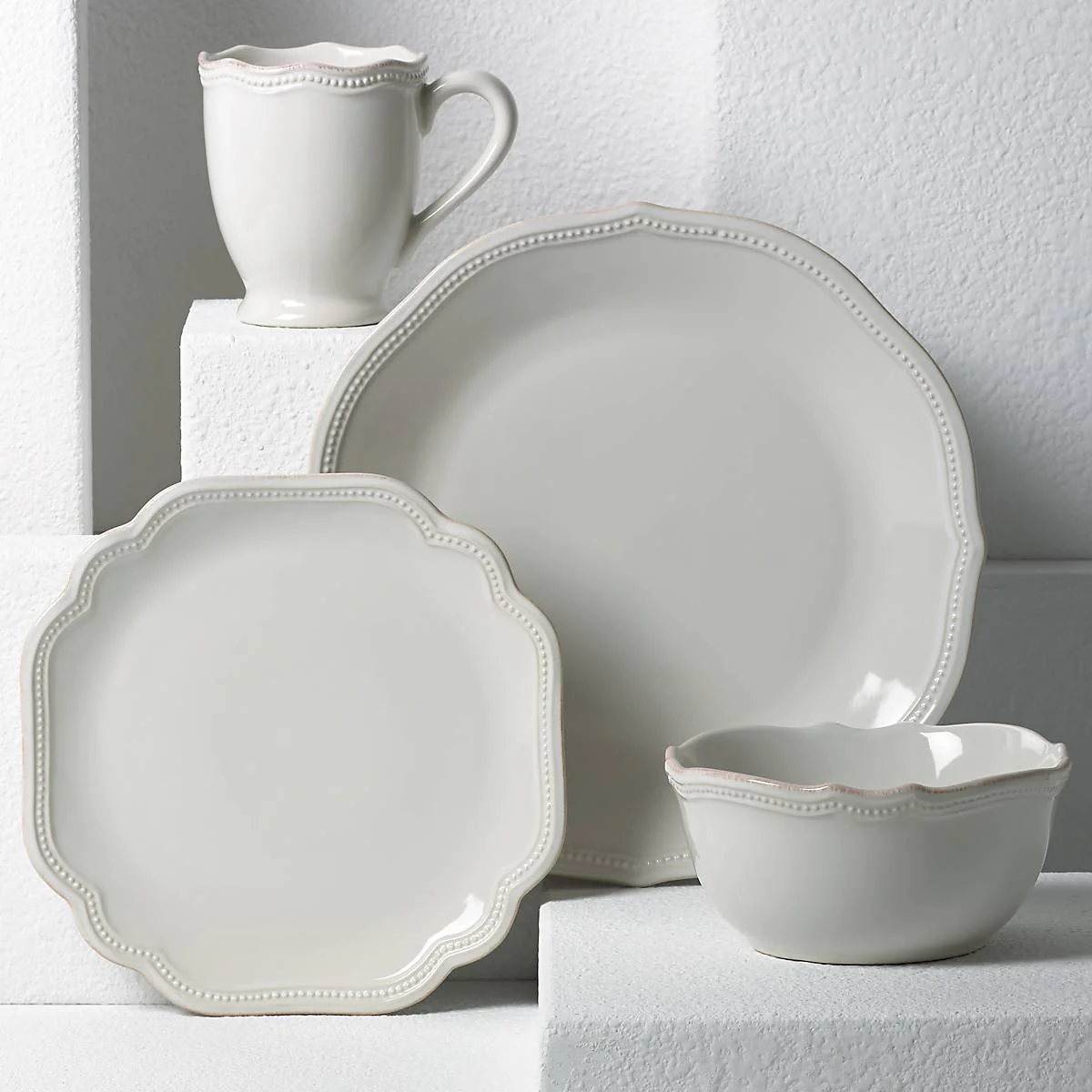 French Perle Bead White 4-Piece Place Setting - Image 2