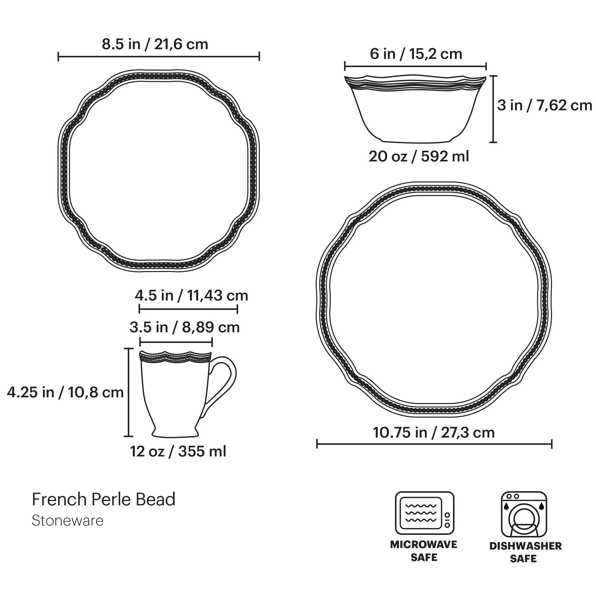 French Perle Bead White 4-Piece Place Setting - Image 5