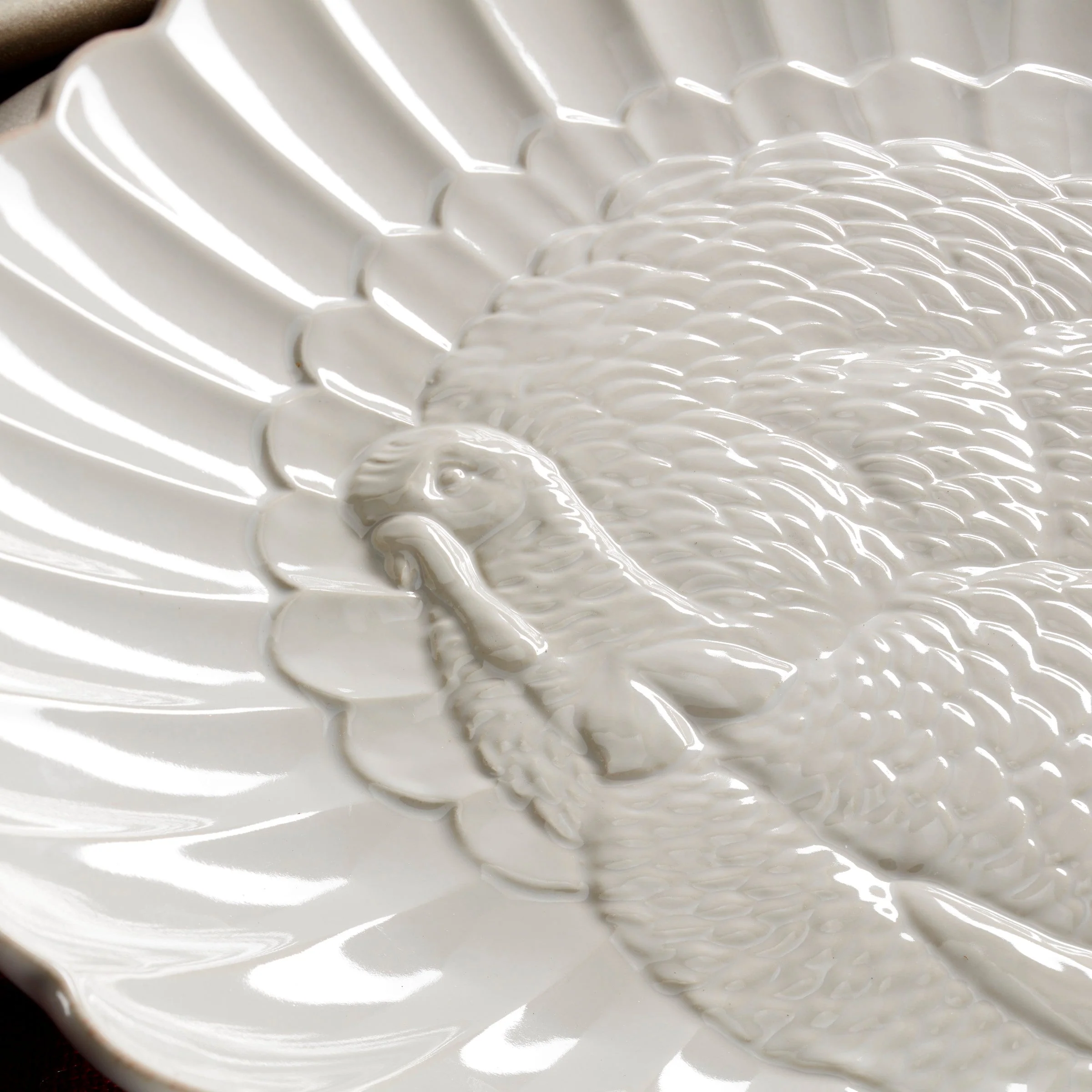 French Perle White Carved Turkey Platter - Image 5