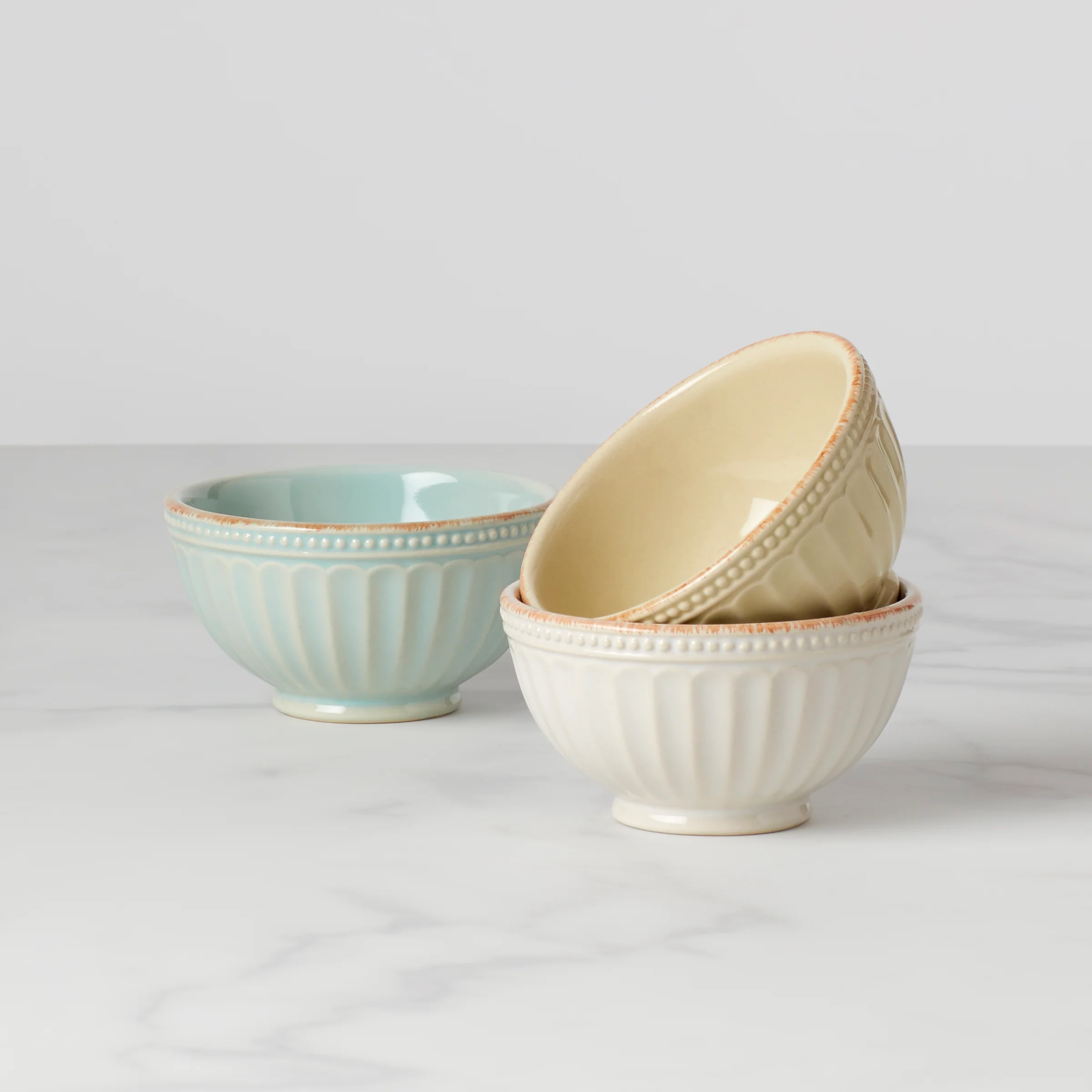 French Perle Groove Assorted Mini 3-Piece Bowl Set
