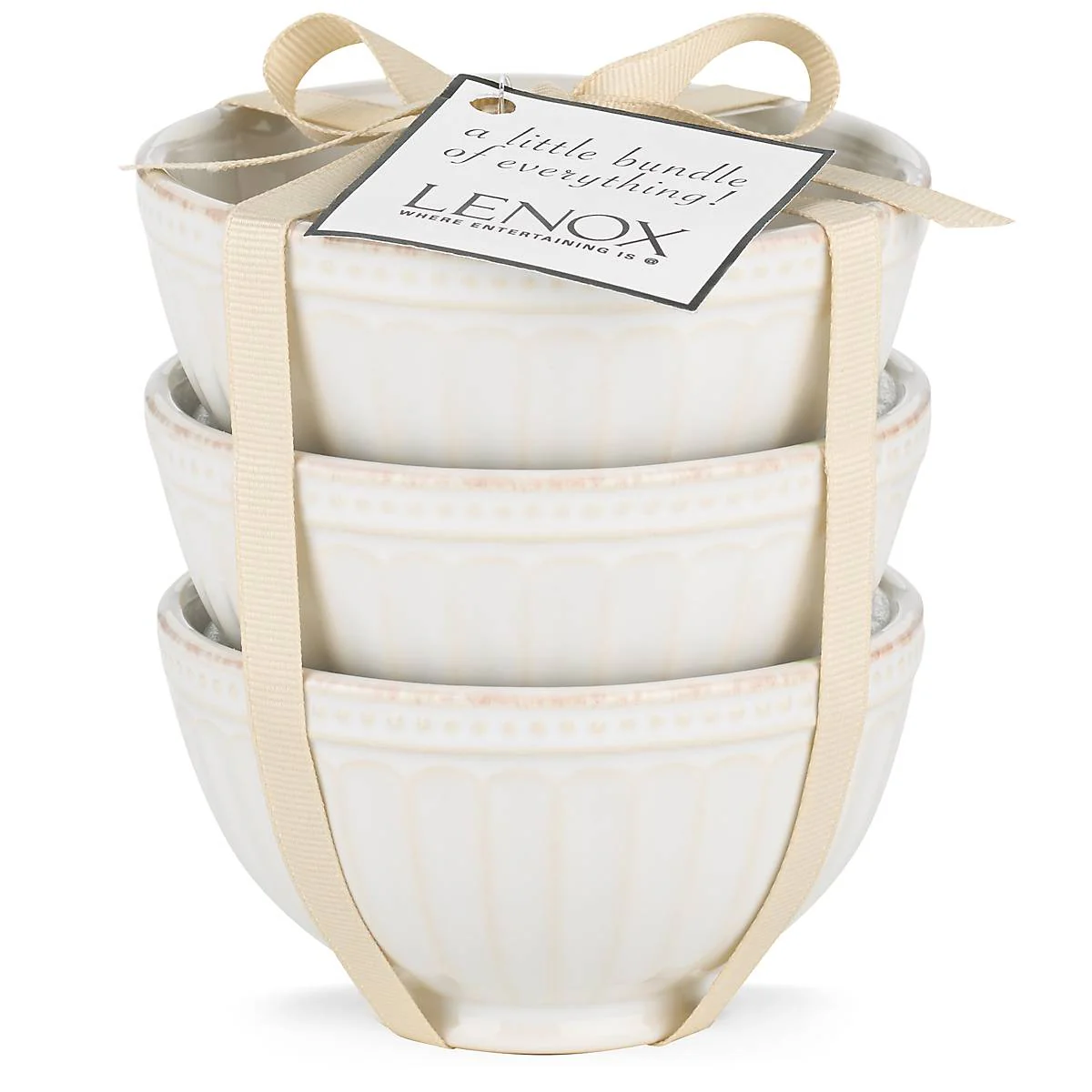 French Perle Groove White Mini 3-Piece Bowl Set - Image 2