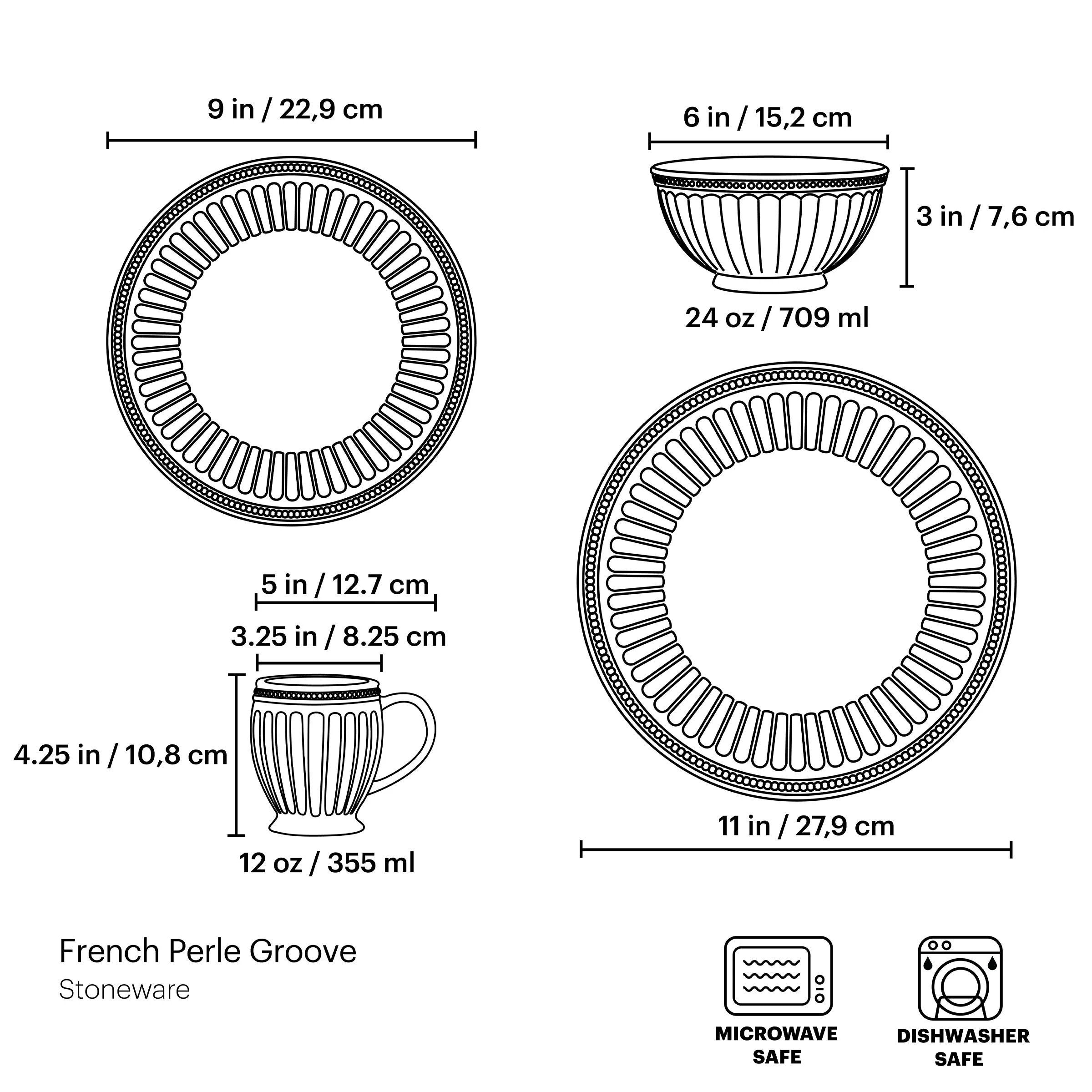 French Perle Groove White 4-Piece Place Setting - Image 7