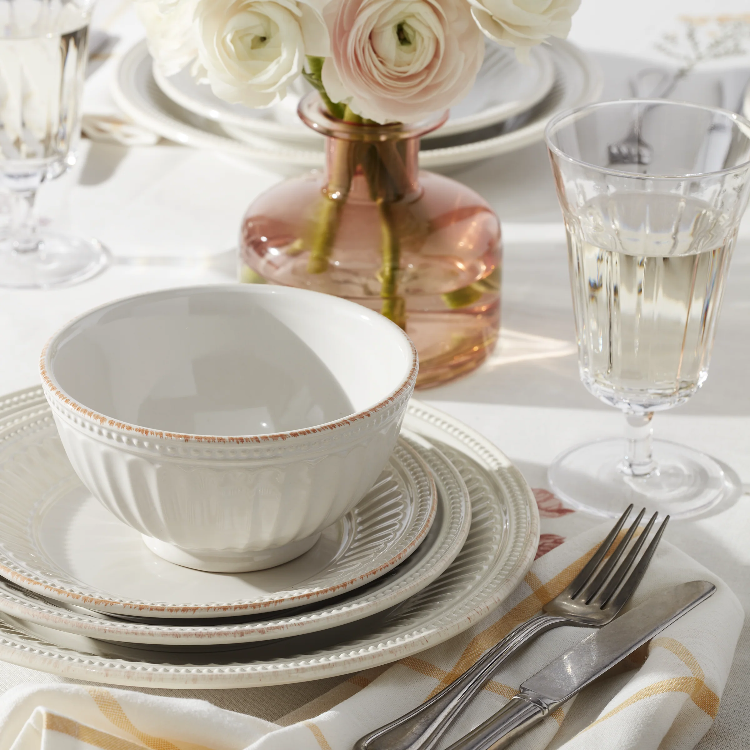 French Perle Groove White All-Purpose Bowls, Set of 4 - Image 2