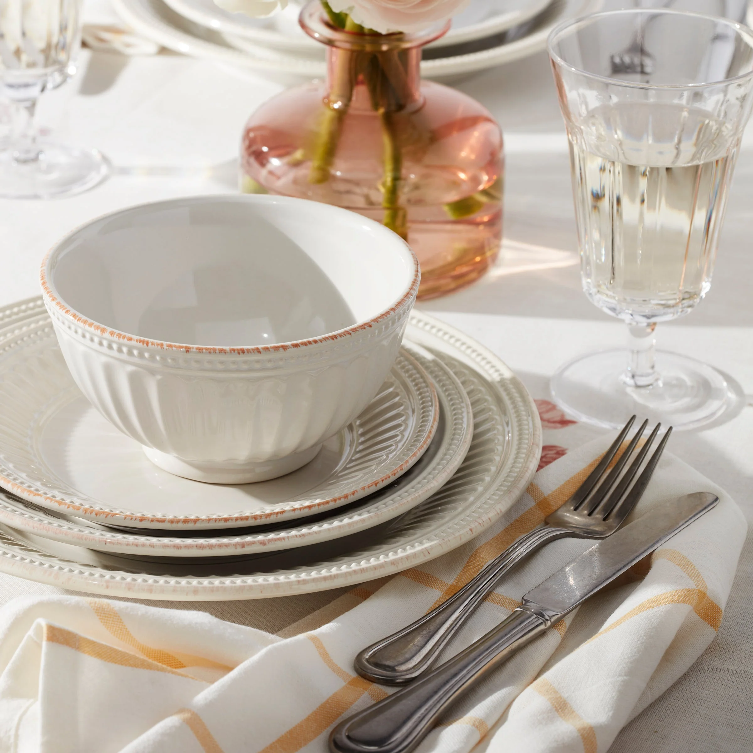 French Perle Groove White 12-Piece Place Setting - Image 10