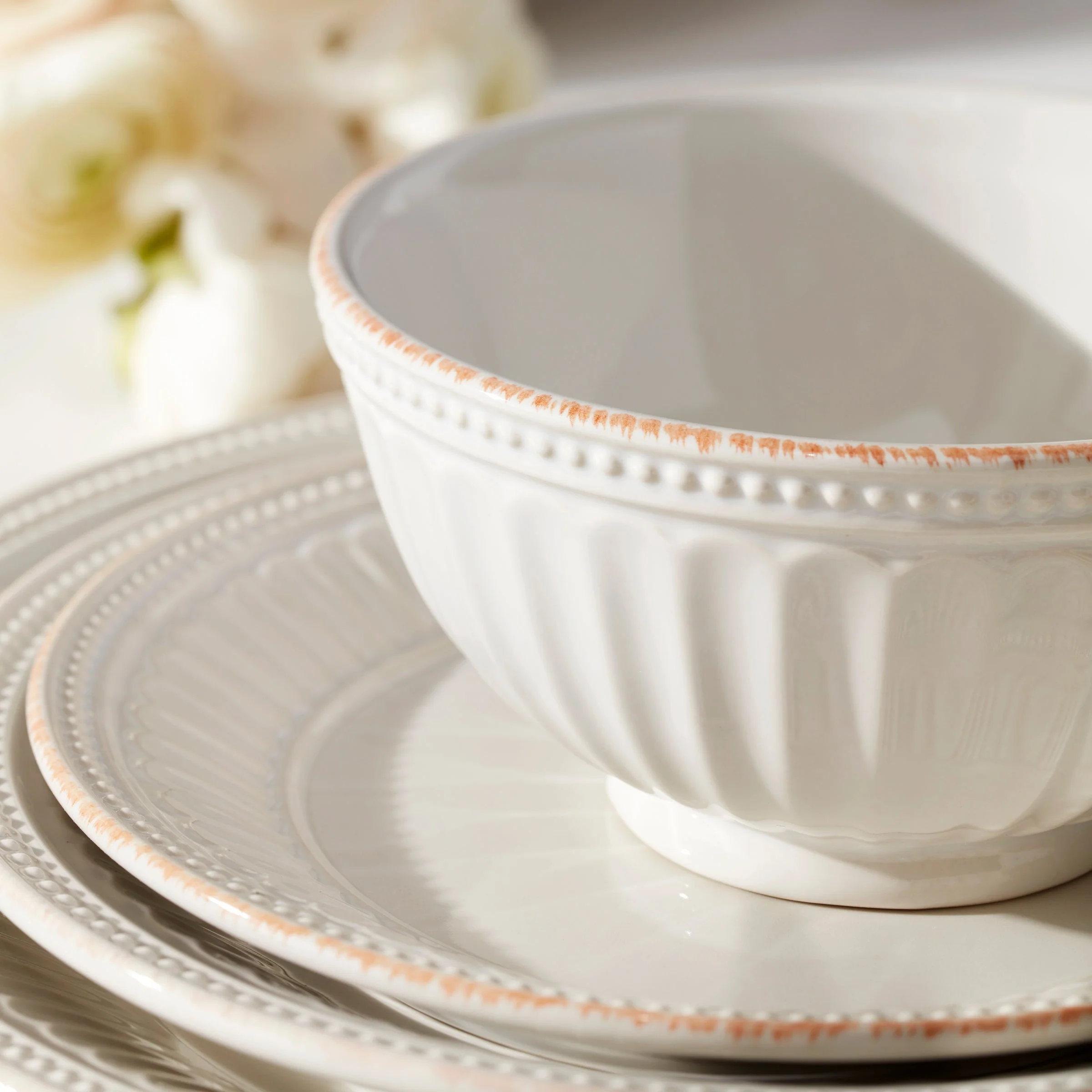 French Perle Groove White 12-Piece Place Setting - Image 11