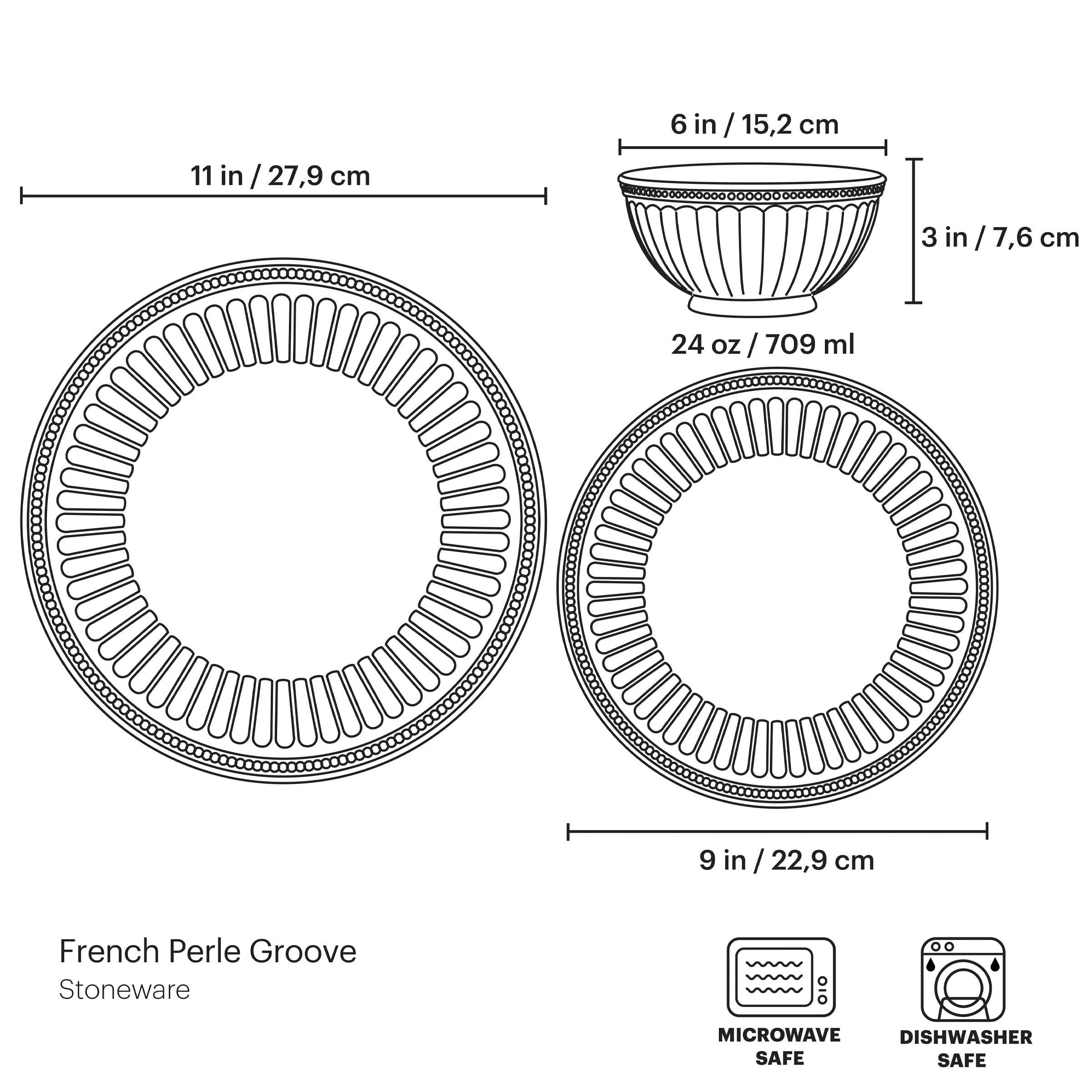 French Perle Groove White 12-Piece Place Setting - Image 12
