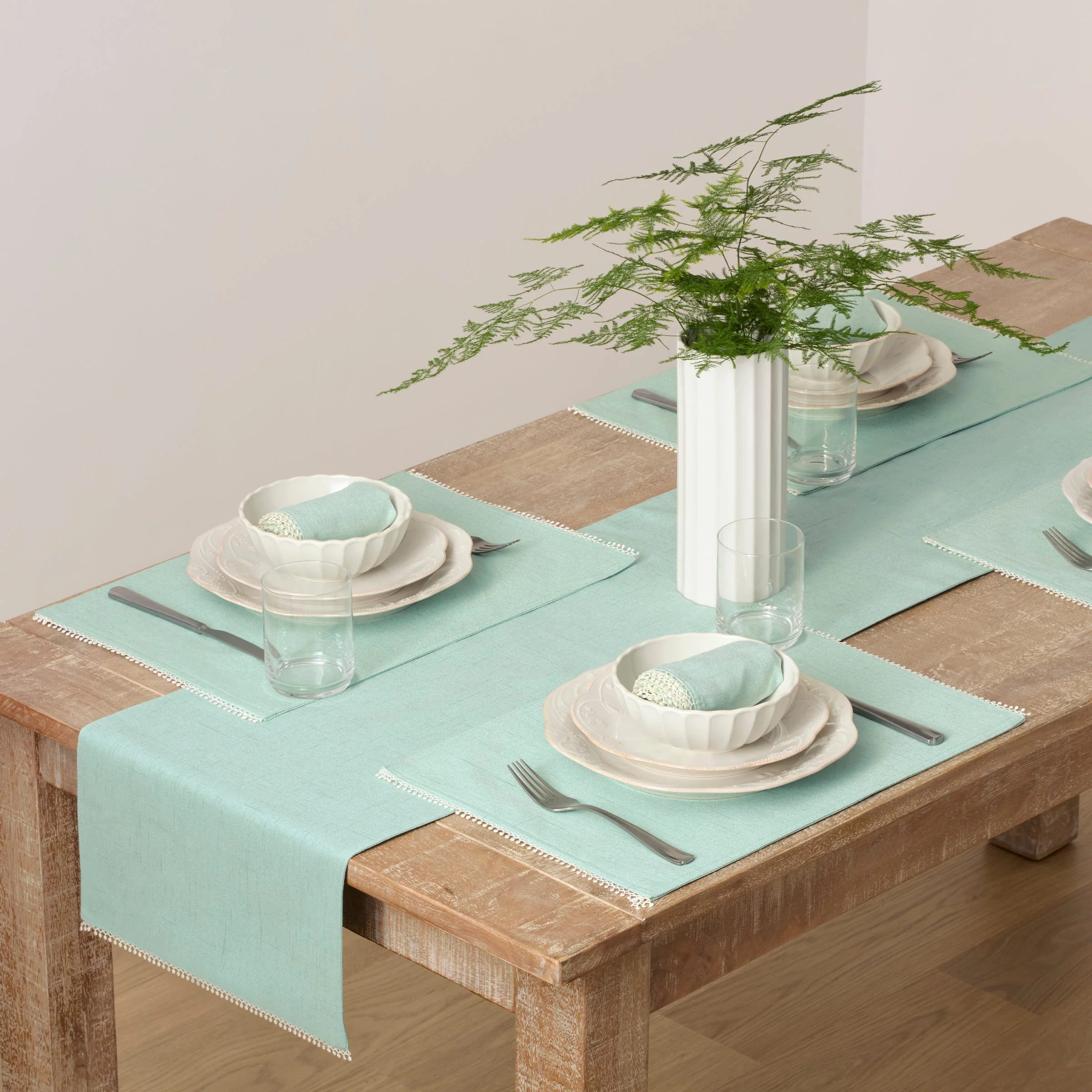French Perle Ice Blue 14x70 Table Runner - Image 3