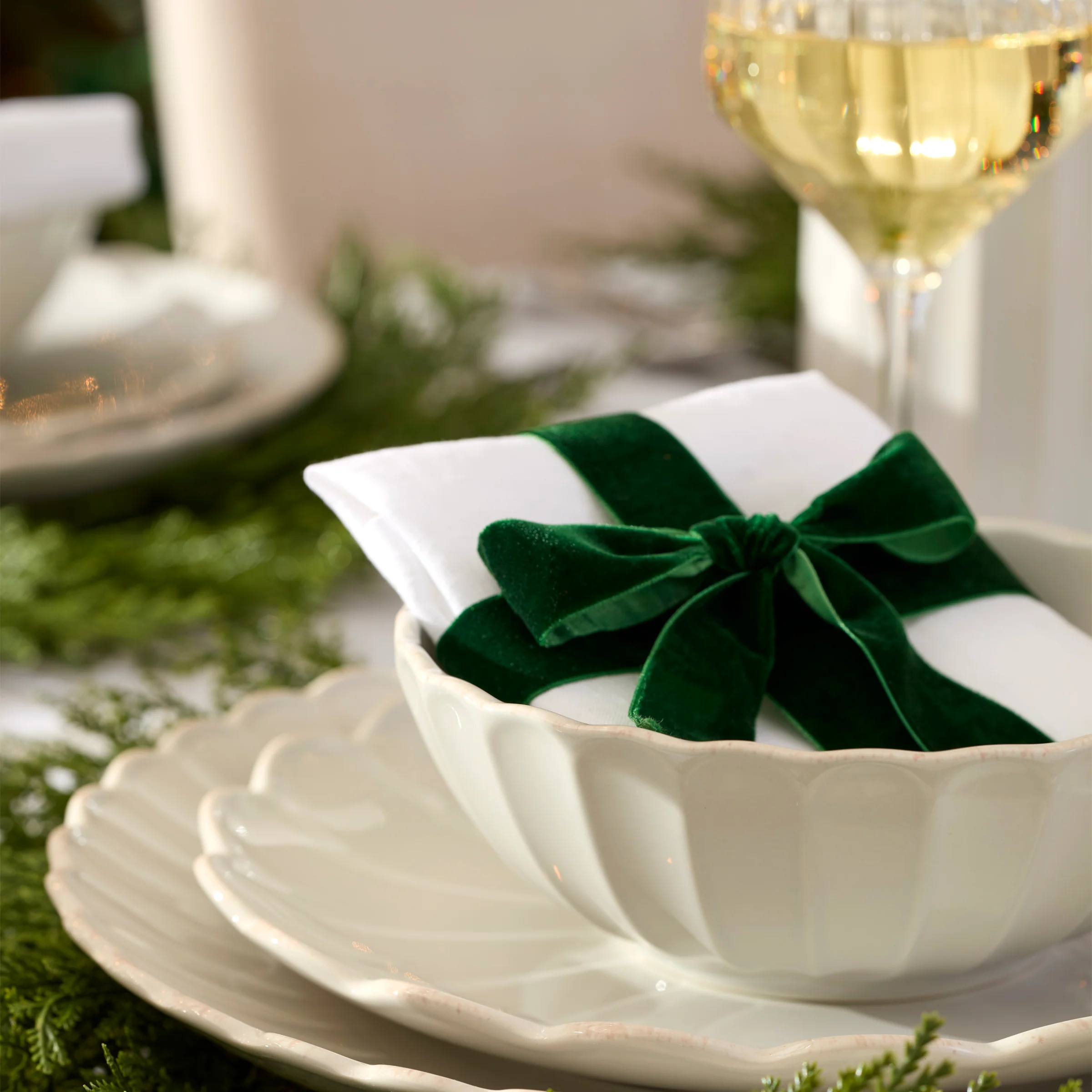 French Perle Scallop White All-Purpose Bowls, Set of 4 - Image 5