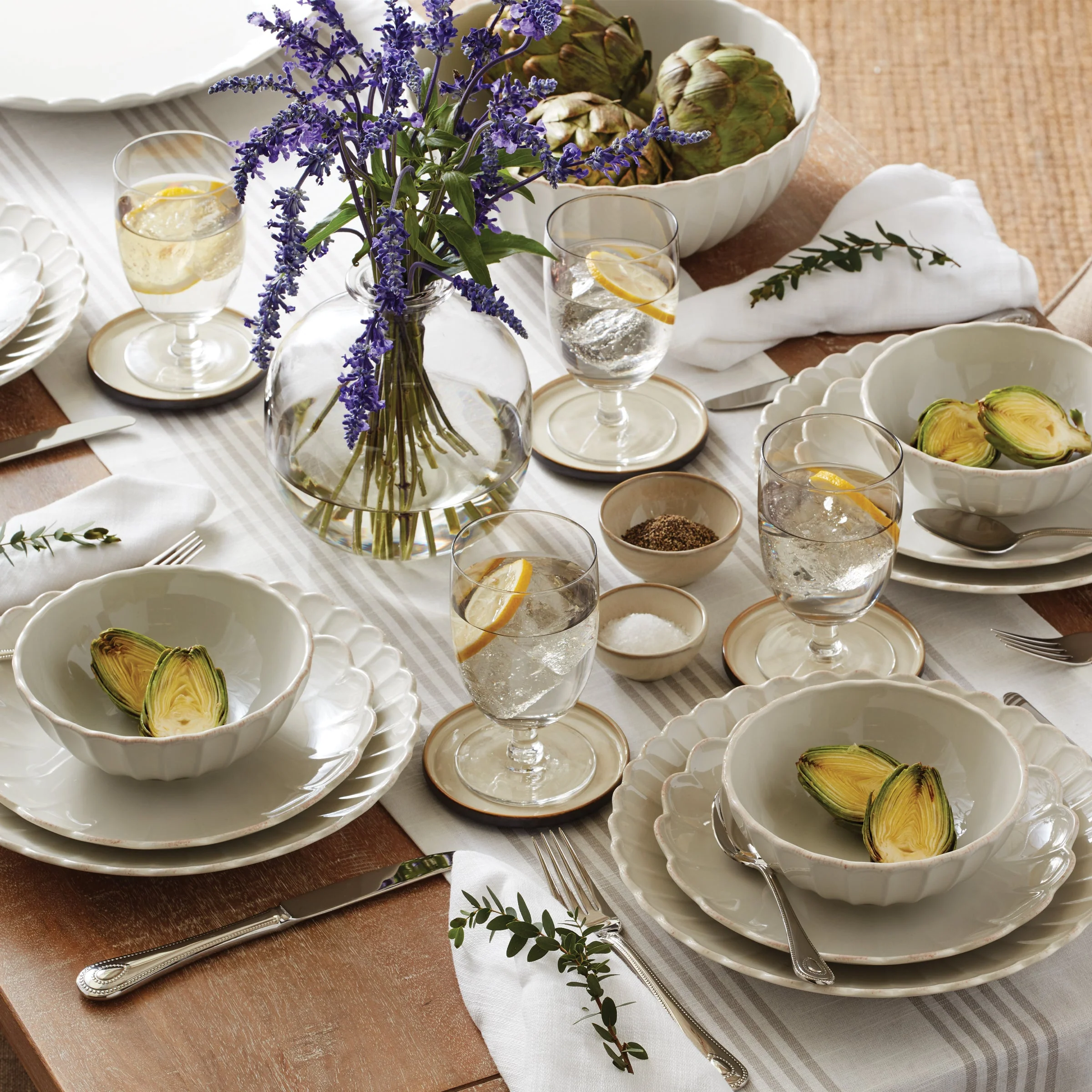 French Perle Scallop White Accent Plates, Set of 4 - Image 14