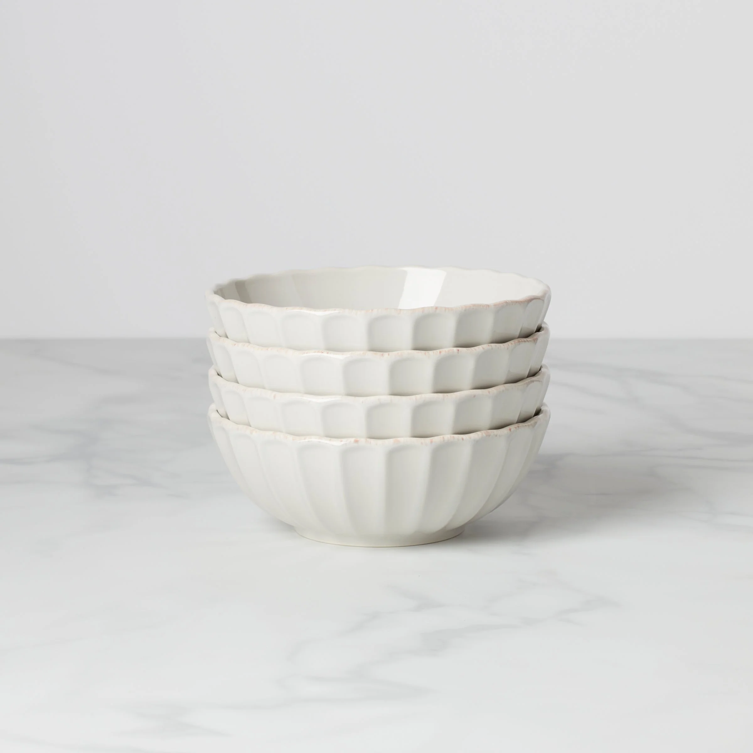 French Perle Scallop White All-Purpose Bowls, Set of 4 - Image 6