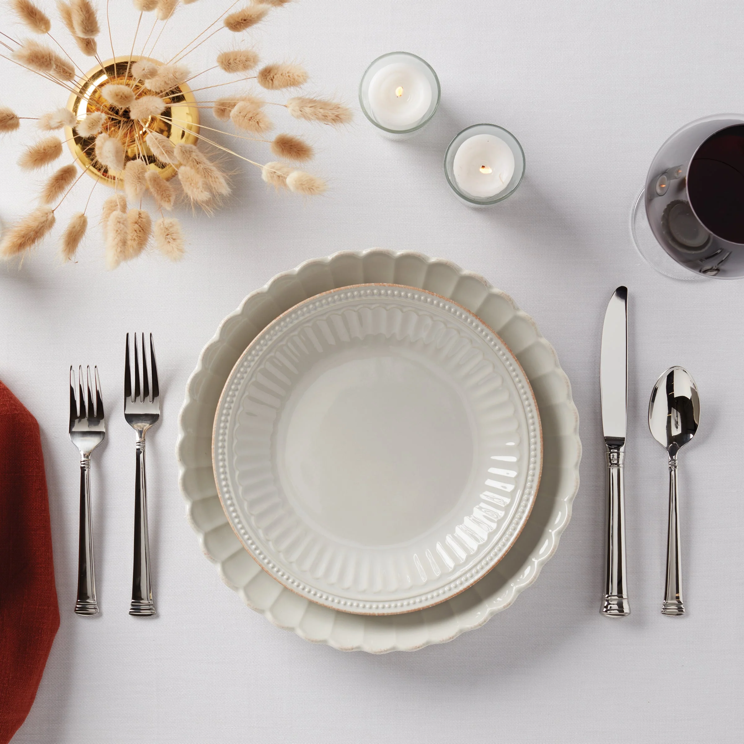 French Perle Scallop White Dinner Plates, Set of 4 - Image 8