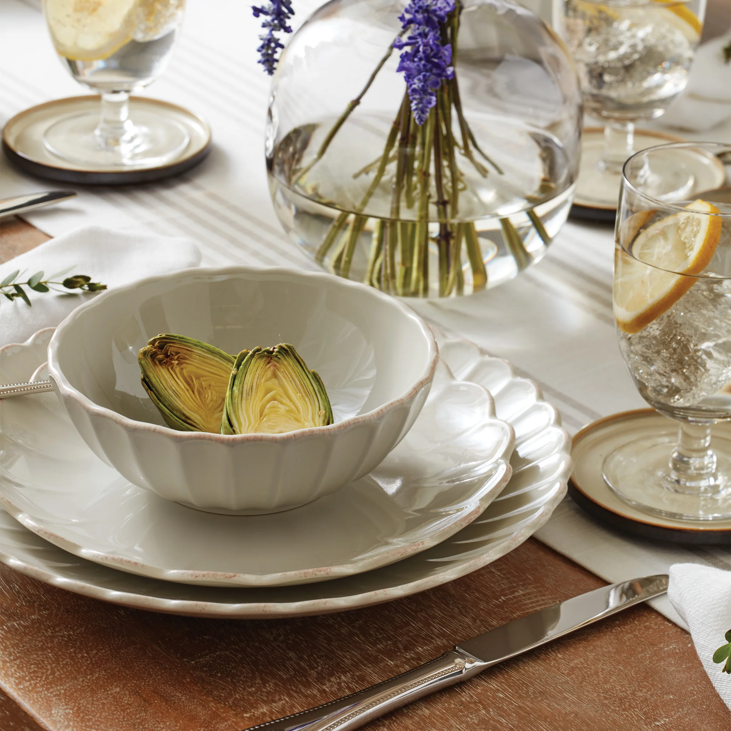 French Perle Scallop White 18-Piece Dinnerware Set - Image 5