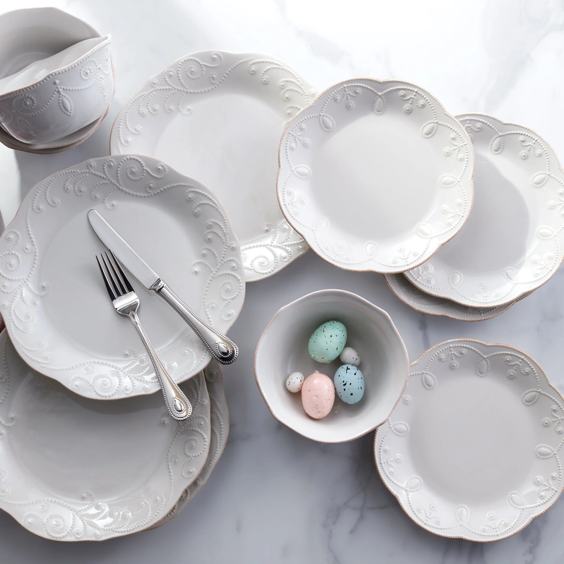 French Perle White 12-Piece Dinnerware Set - Image 2