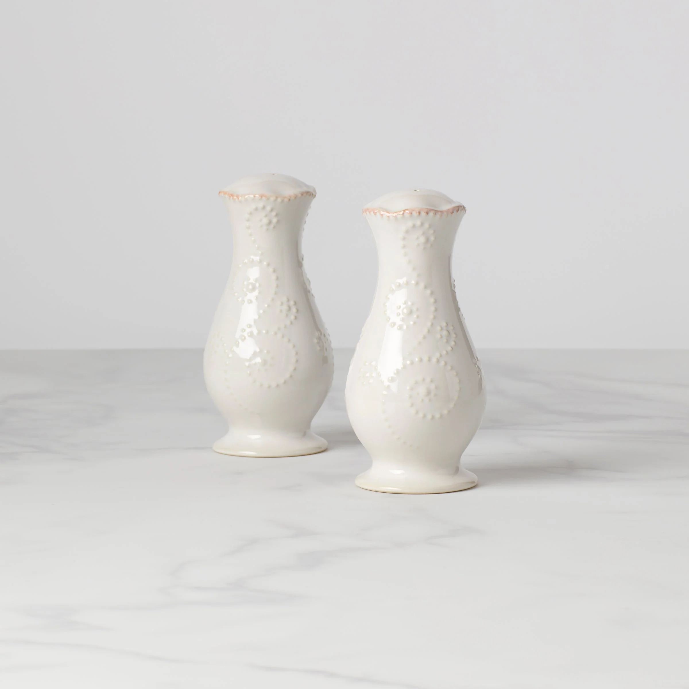 French Perle White Salt & Pepper Set