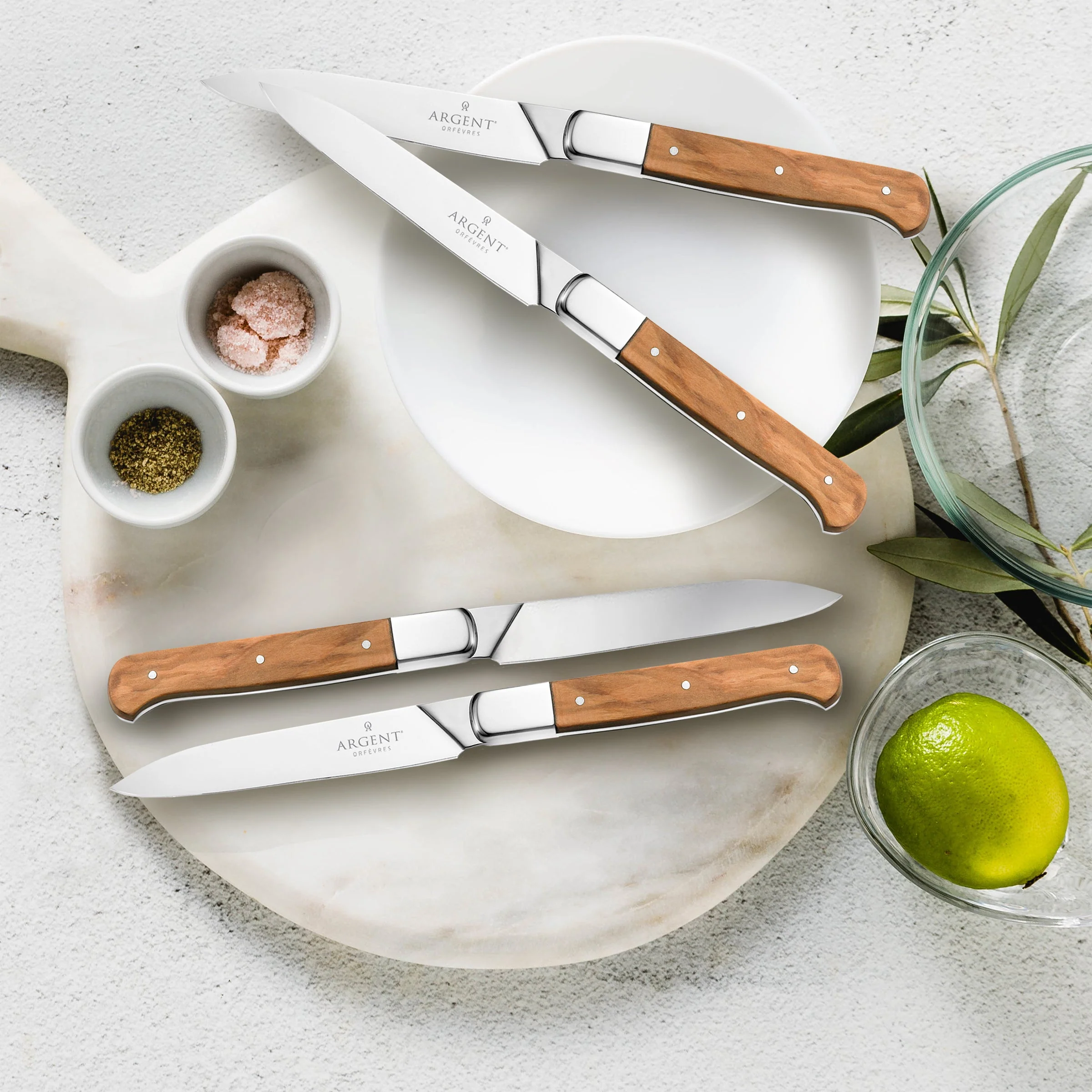 Argent Lynden Olive Wood Steak Knives, Set of 4 - Image 3