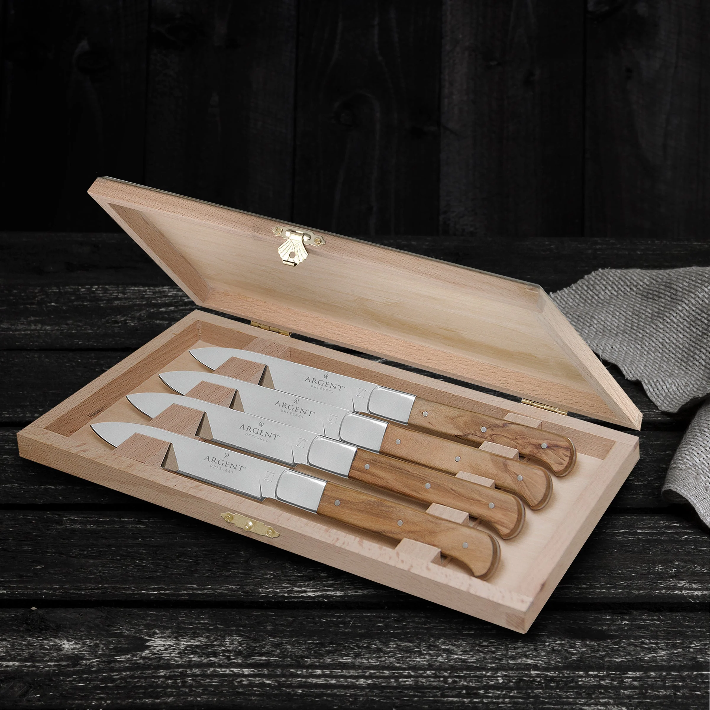 Argent Lynden Olive Wood Steak Knives, Set of 4 - Image 5