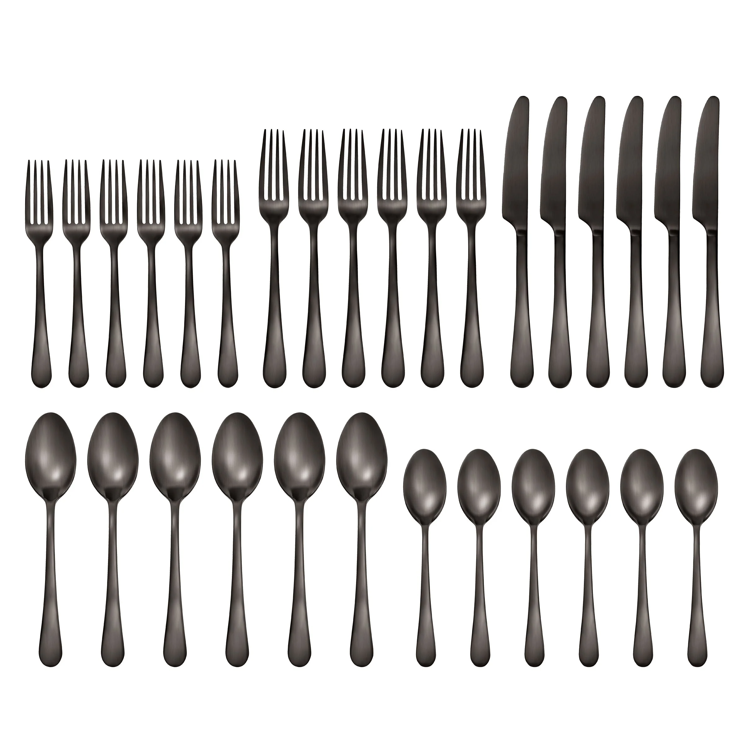 Mirabella Gunmetal Satin 30-Piece Flatware Set - Image 2