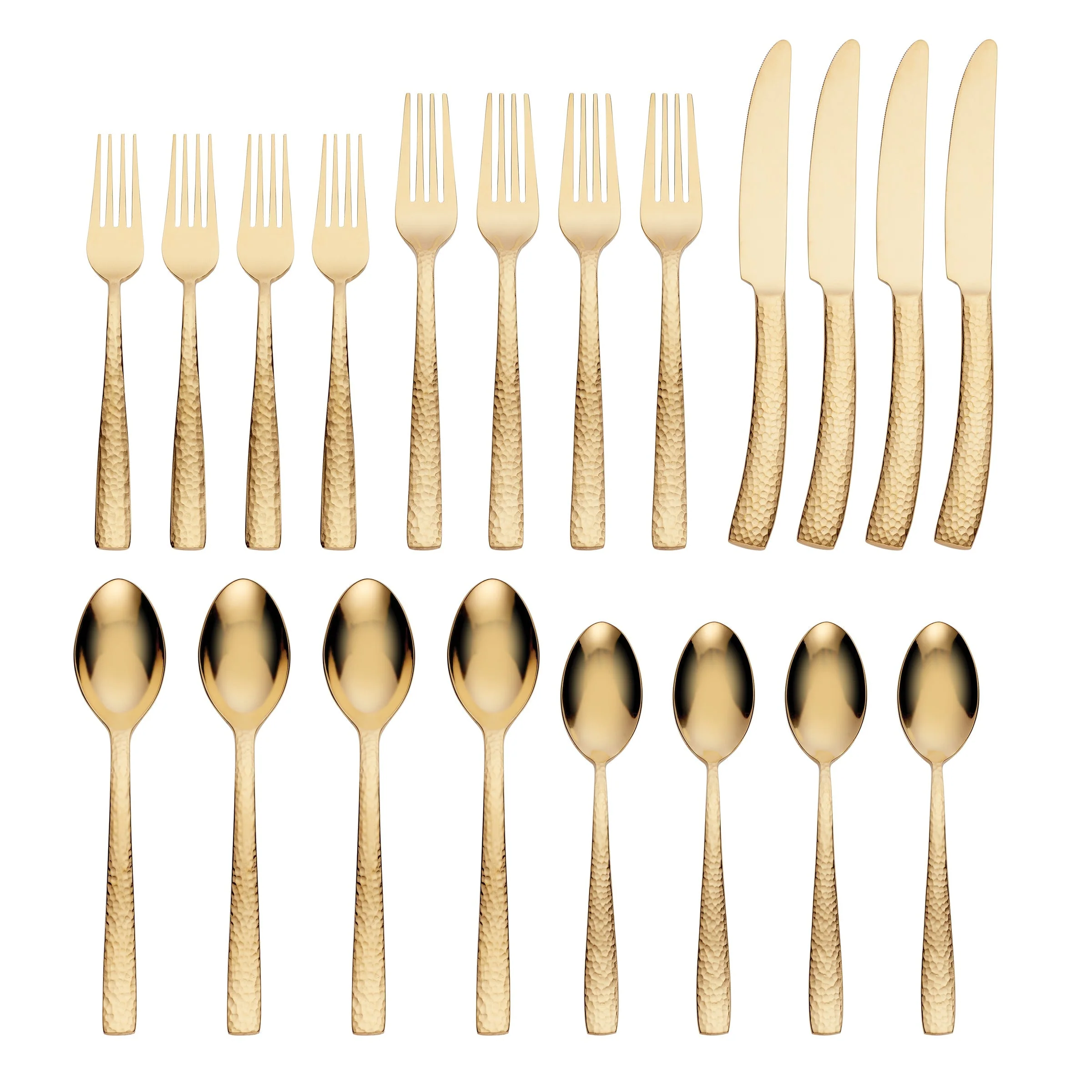 Paris Hammered Gold Titanium 20-Piece Flatware Set - Image 3