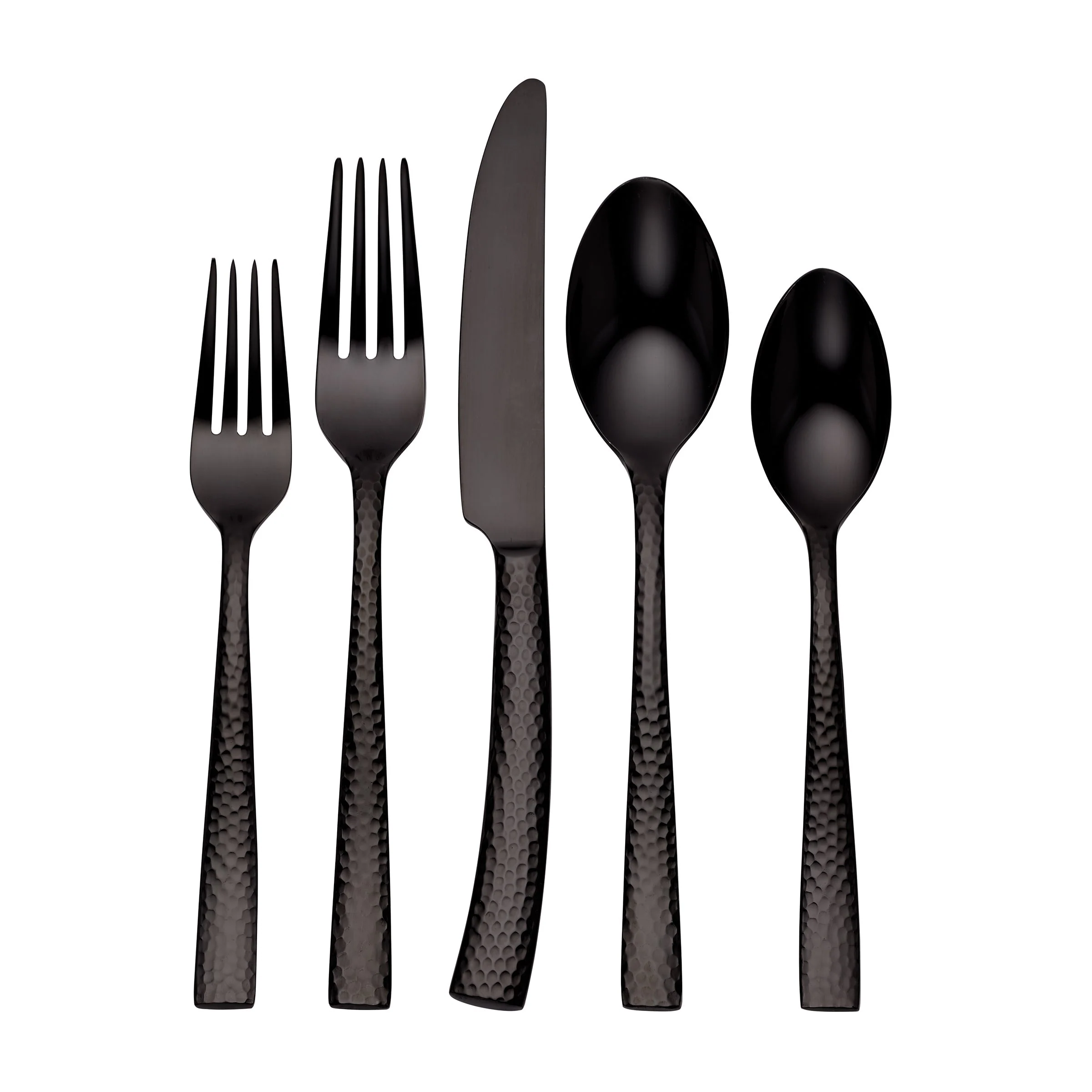 Paris Hammered Gunmetal Titanium 20-Piece Flatware Set