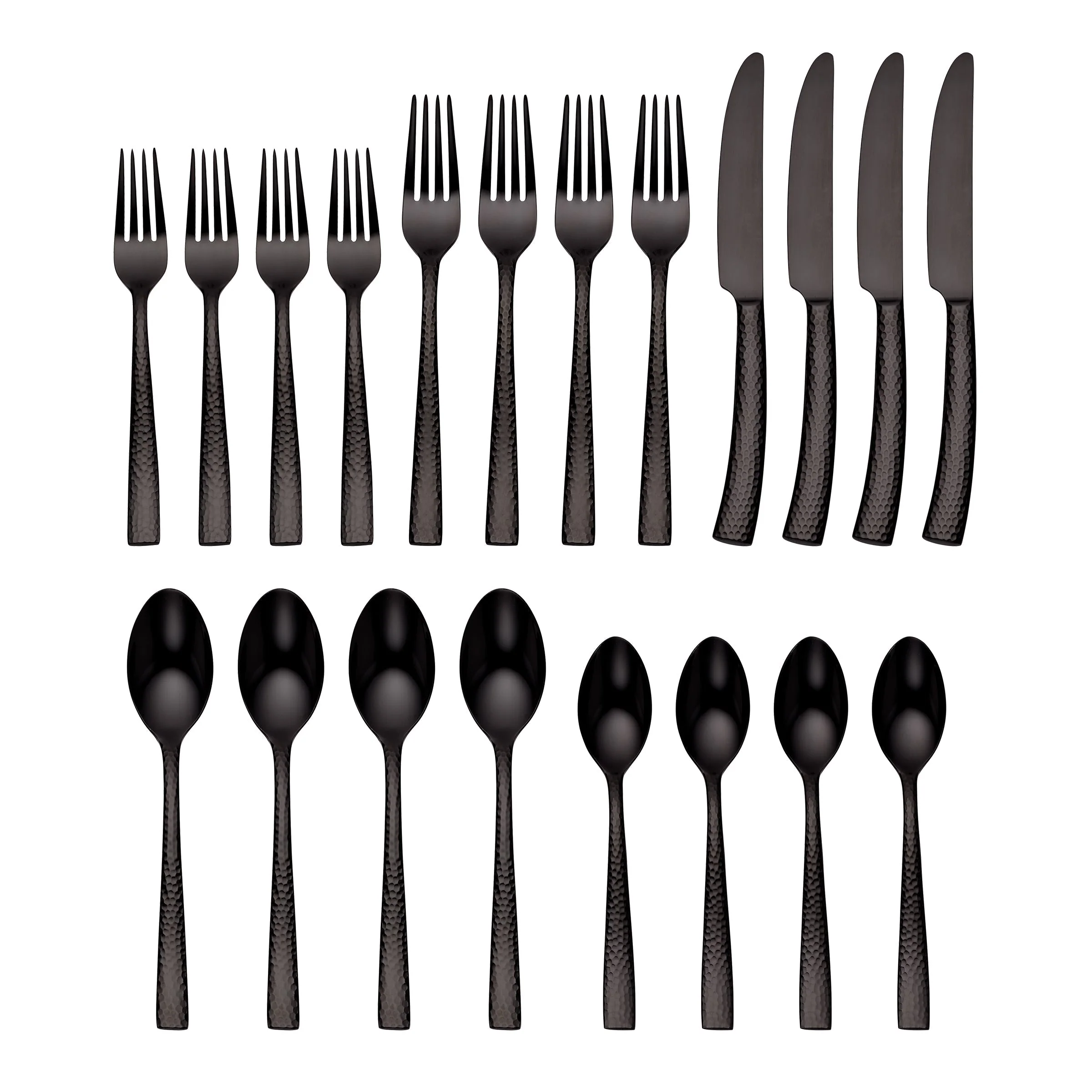 Paris Hammered Gunmetal Titanium 20-Piece Flatware Set - Image 5
