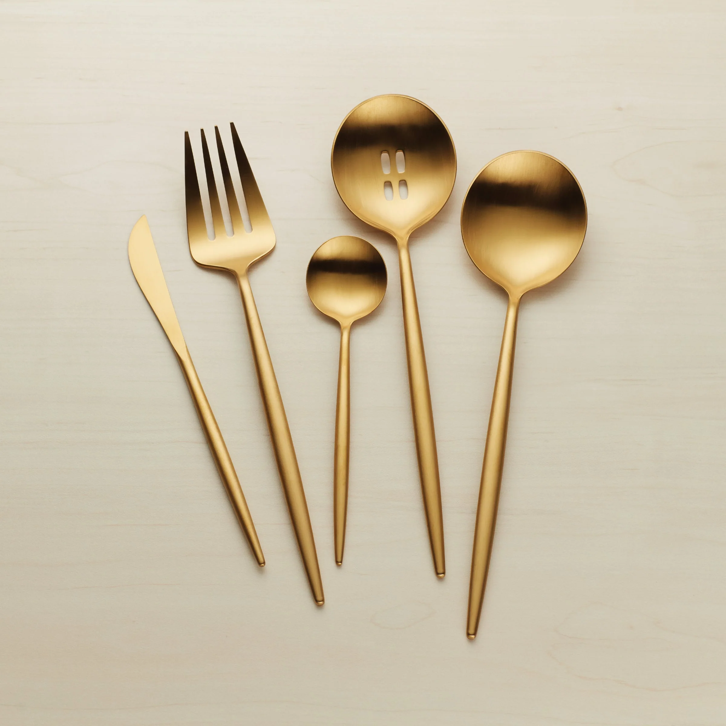 Zephyr Gold Satin 45-Piece Flatware Set - Image 10
