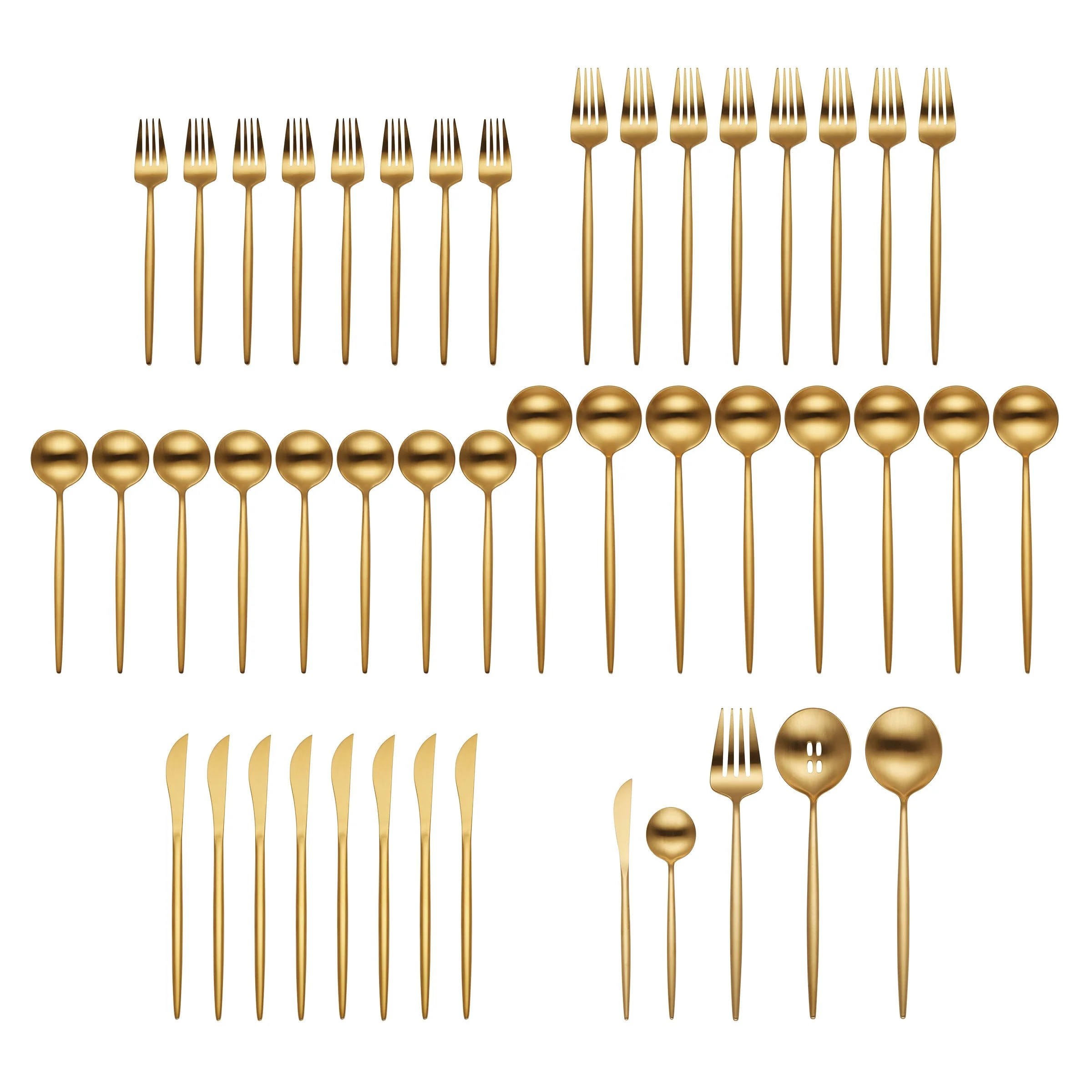 Zephyr Gold Satin 45-Piece Flatware Set - Image 6