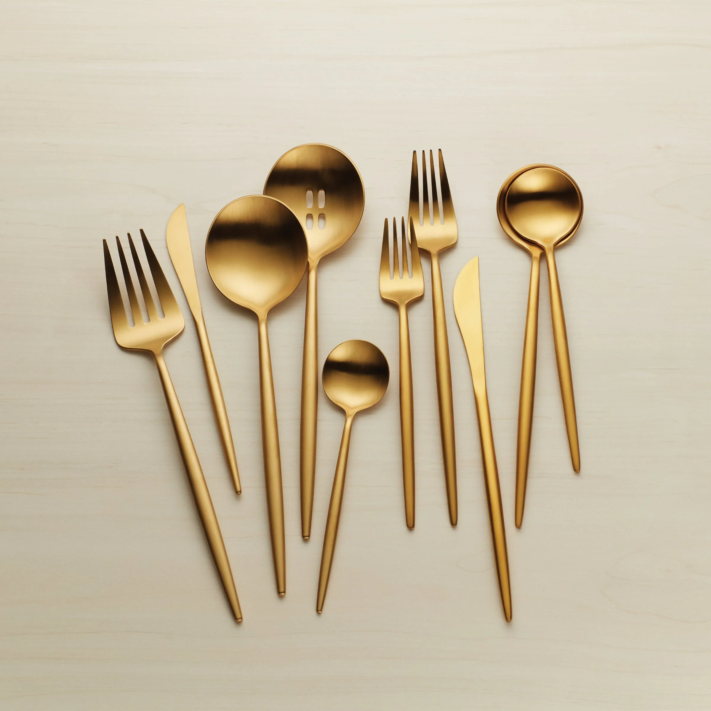 Zephyr Gold Satin 45-Piece Flatware Set - Image 8