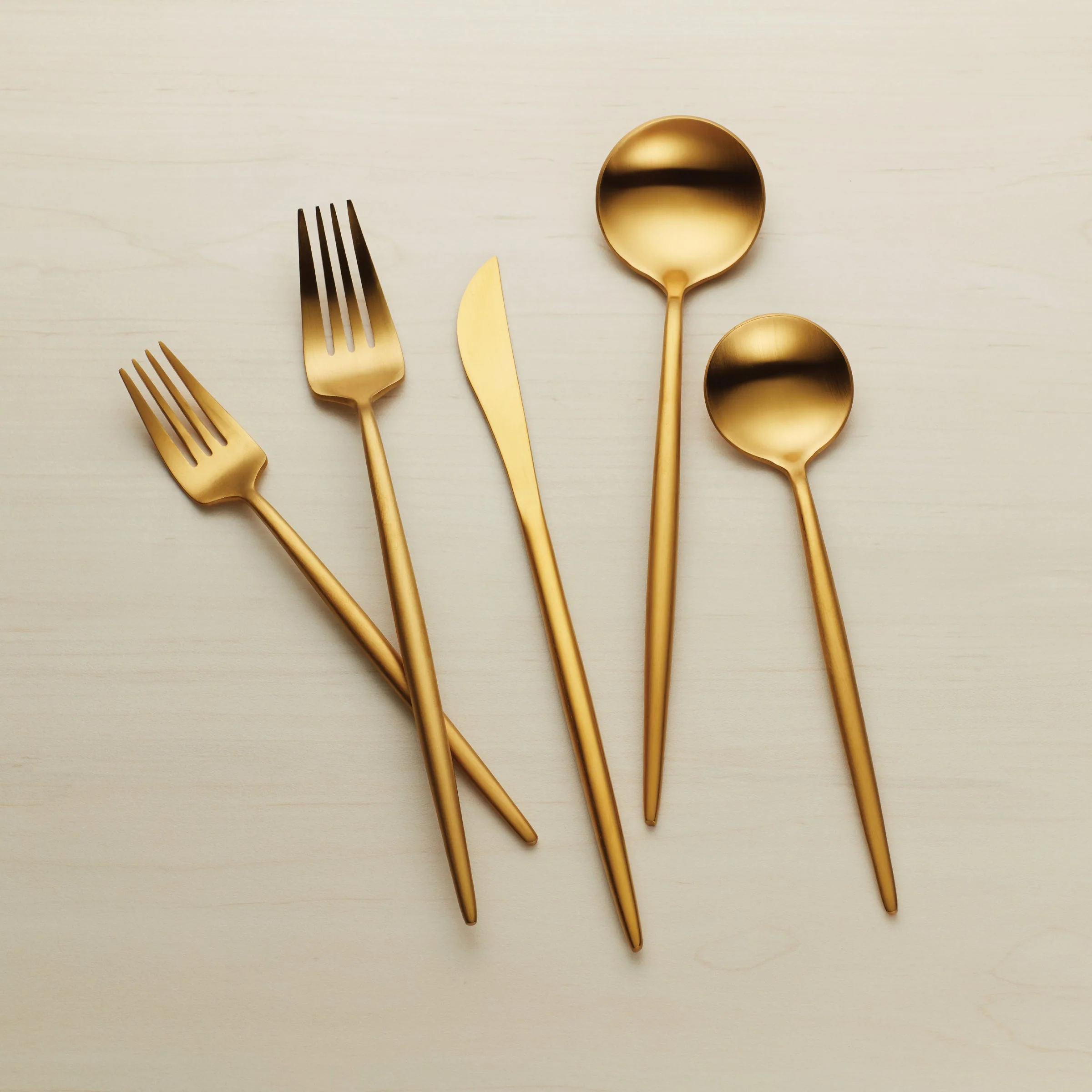 Zephyr Gold Satin 45-Piece Flatware Set - Image 9