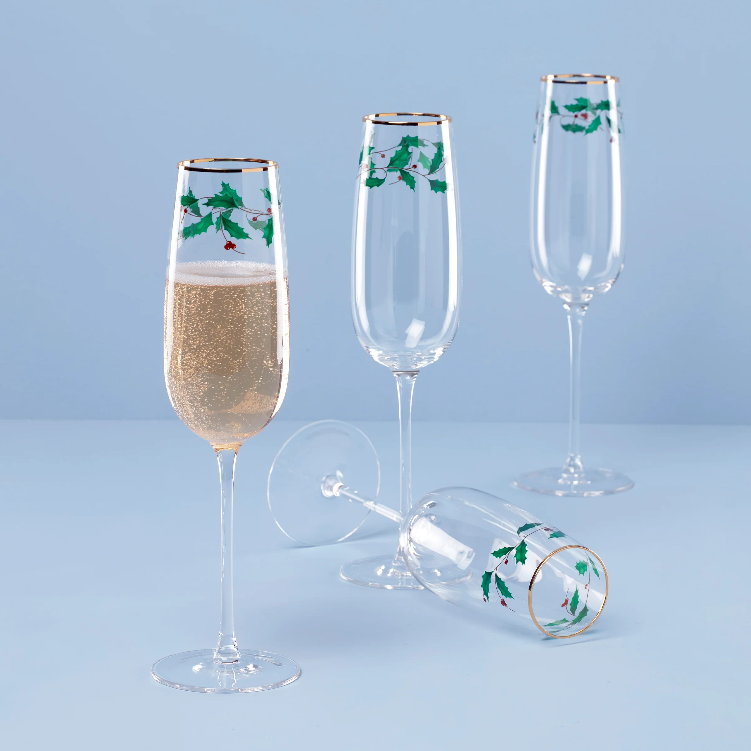 Holiday Decal Flute Glasses, Set of 4 - Image 2